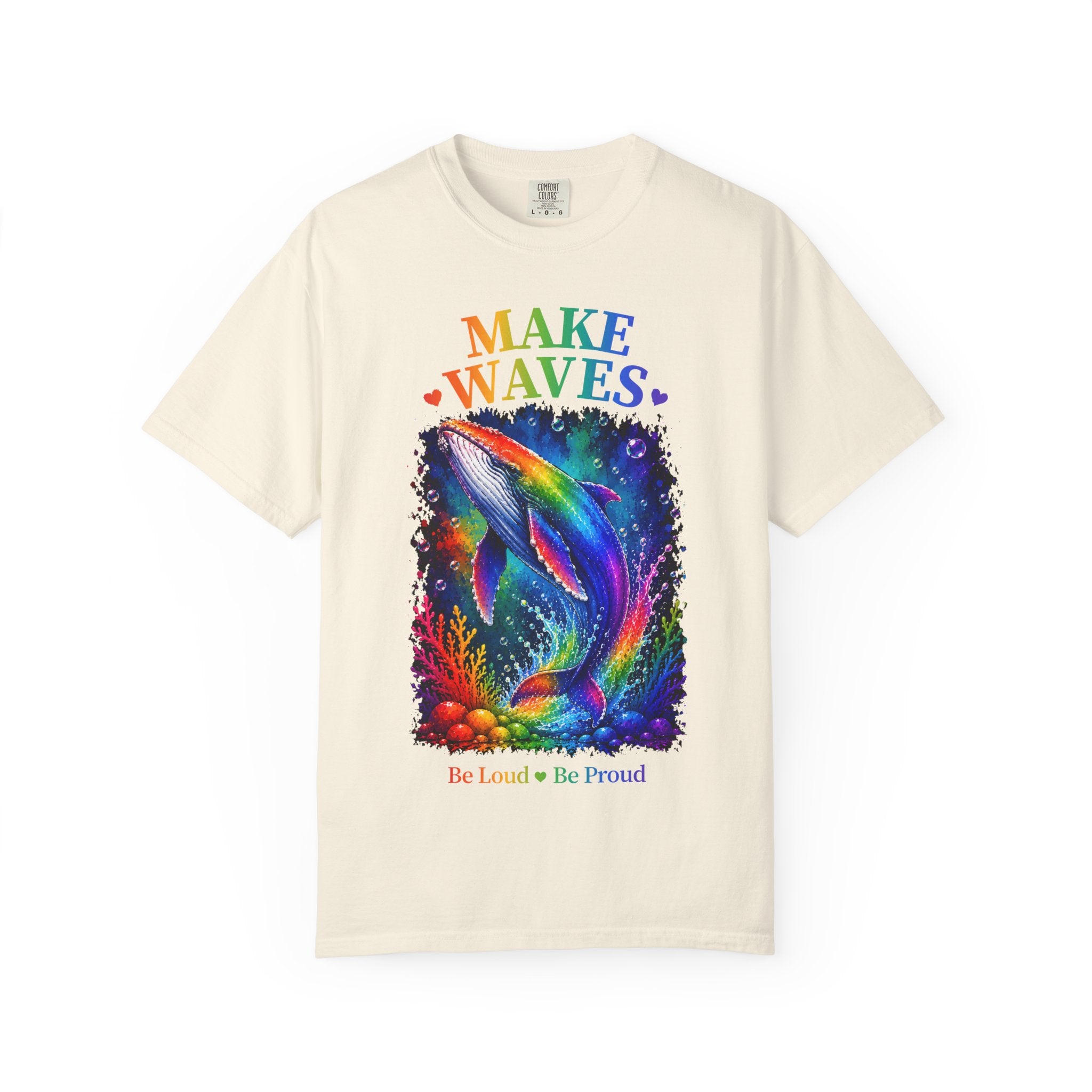 Make Waves Rainbow Dolphin T-Shirt — "Be Loud, Be Proud" LGBTQ+ Pride Tee