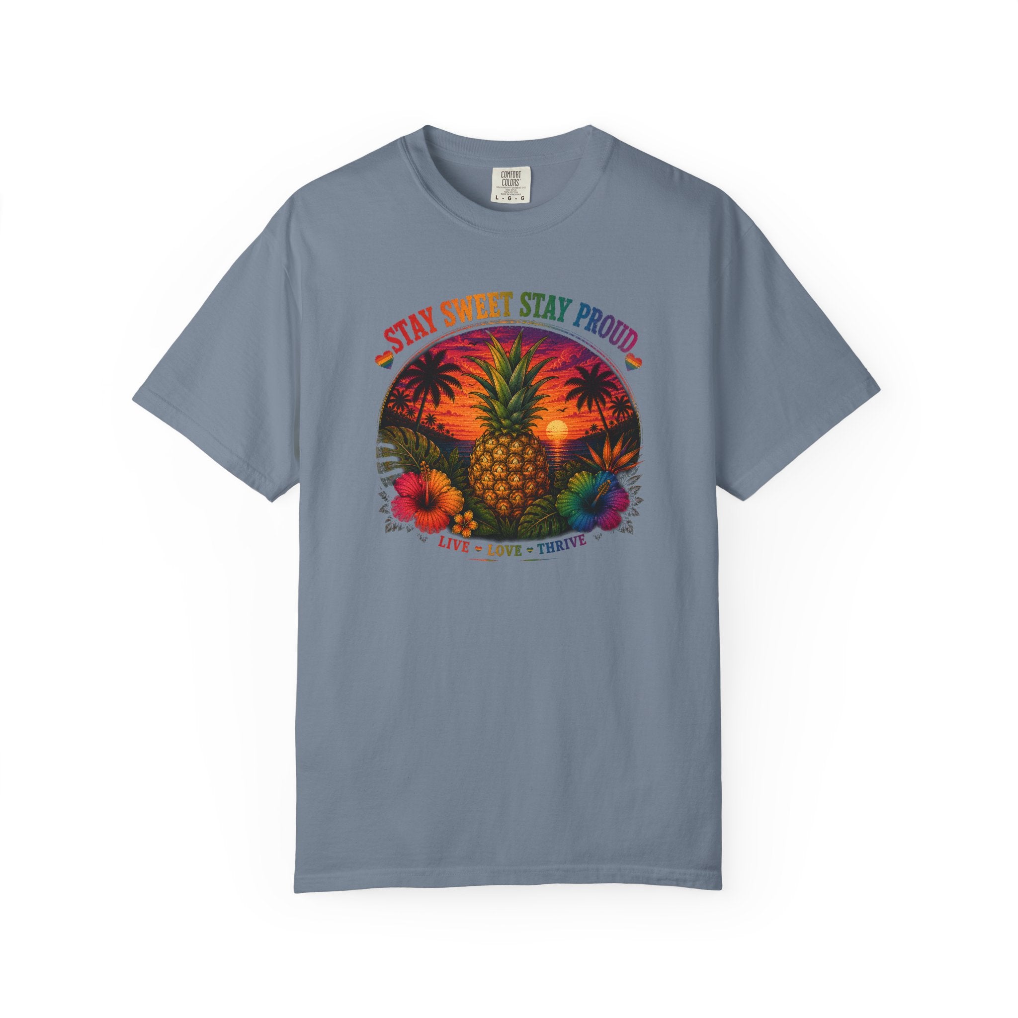 Pineapple Sunset T‑Shirt — “Stay Sweet Stay Proud” Tropical Graphic Tee