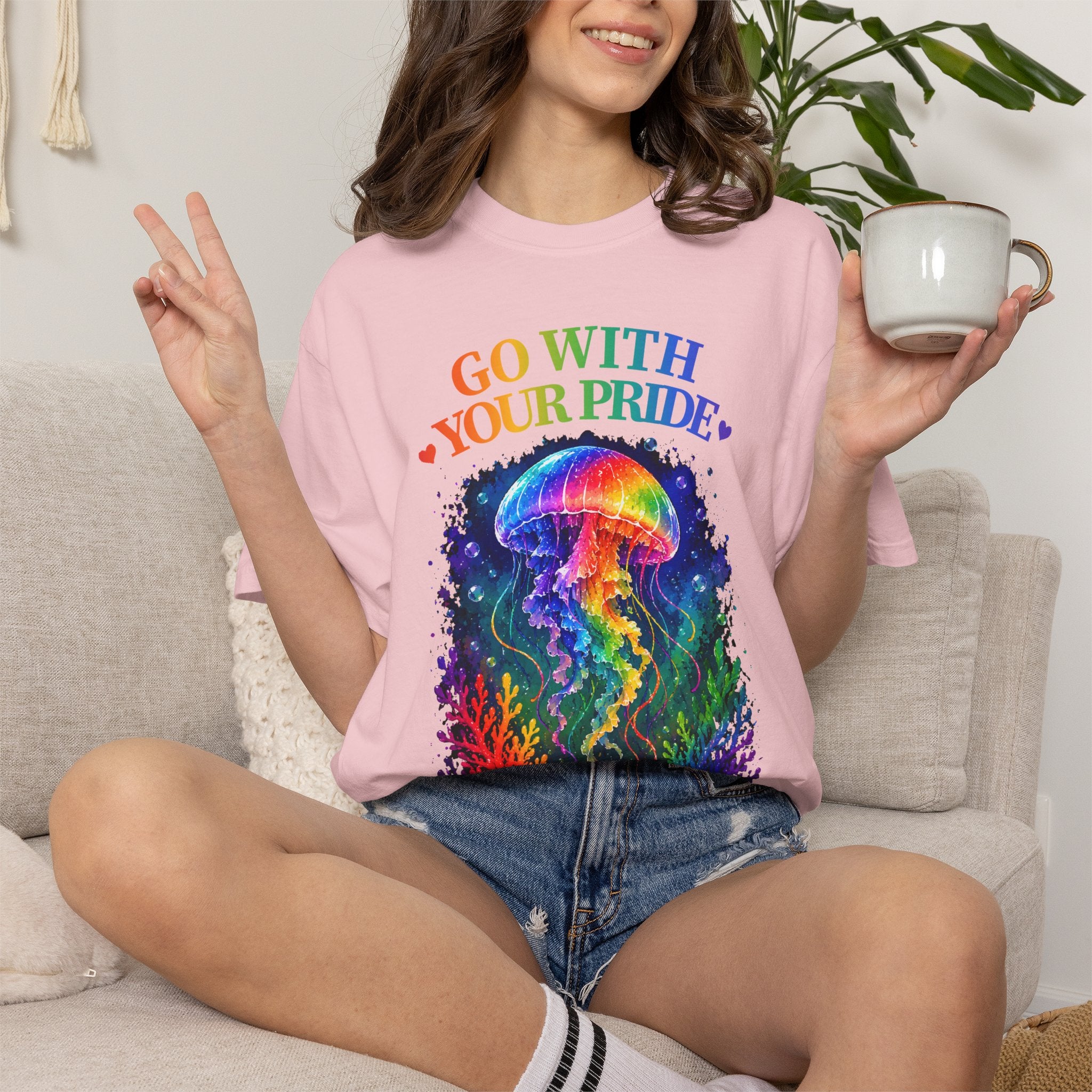 Go With Your Pride Jellyfish T-Shirt — Rainbow LGBTQ+ Pride Tee