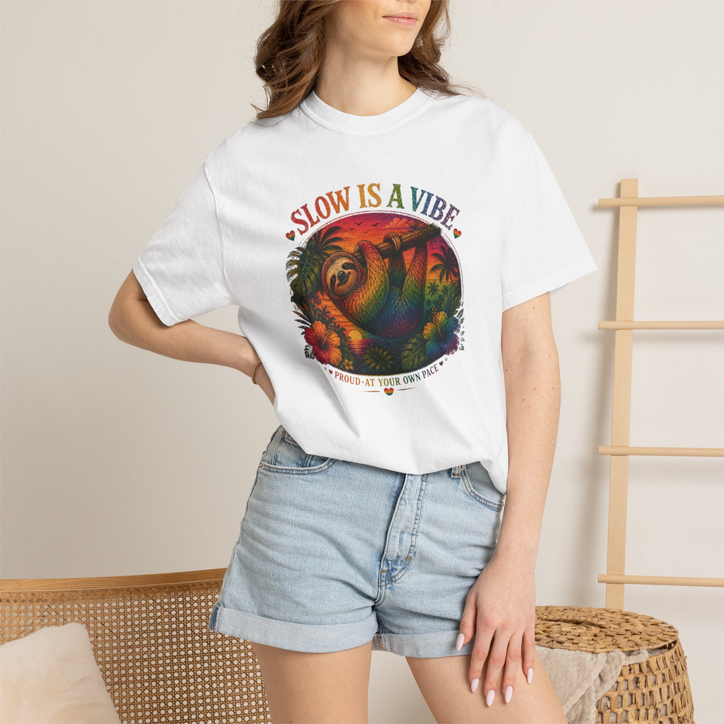 Slow Is A Vibe T-Shirt — Retro Sloth Graphic Tee