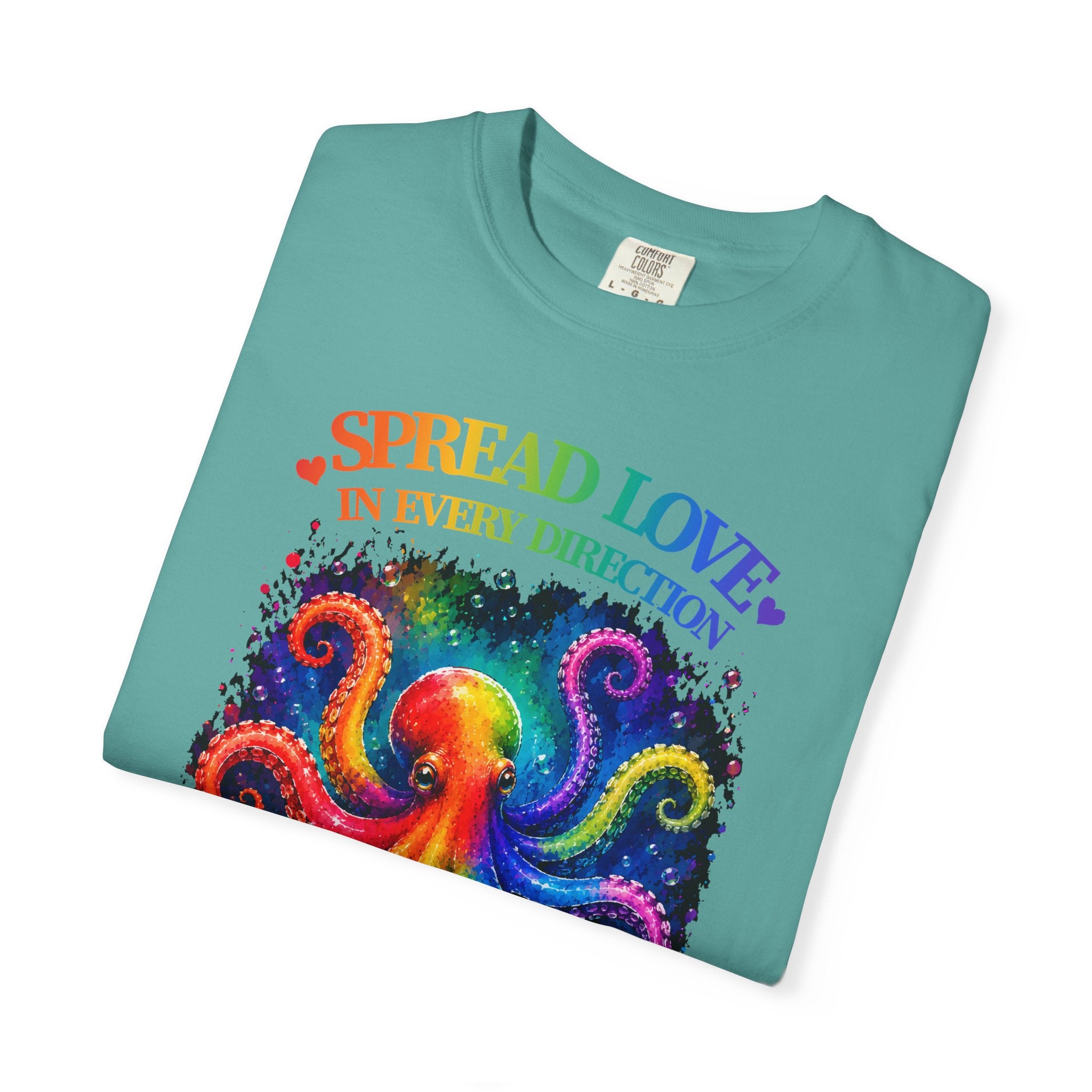Spread Love Octopus T-Shirt — Rainbow Psychedelic Ocean Art Tee