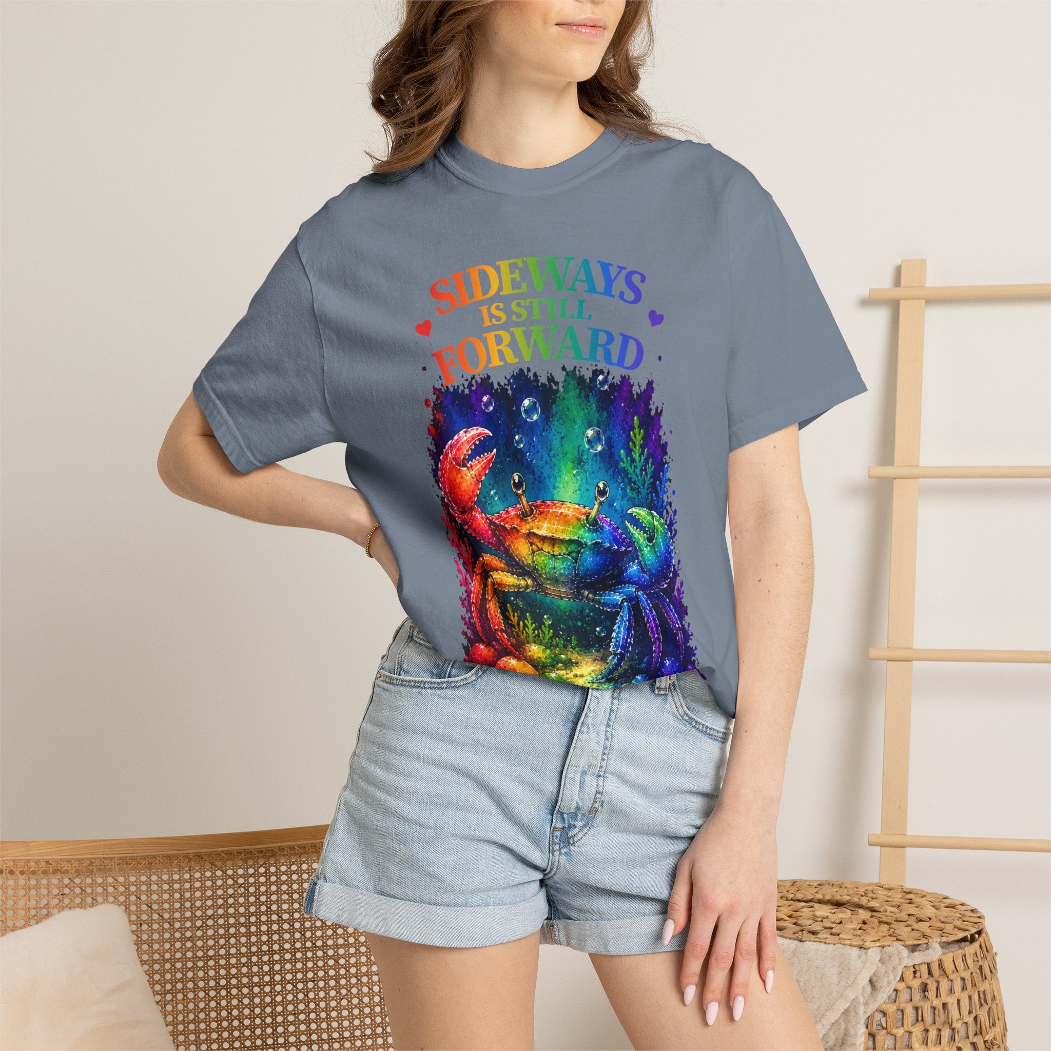 Crab Rainbow 'Sideways Is Still Forward' Graphic T‑Shirt