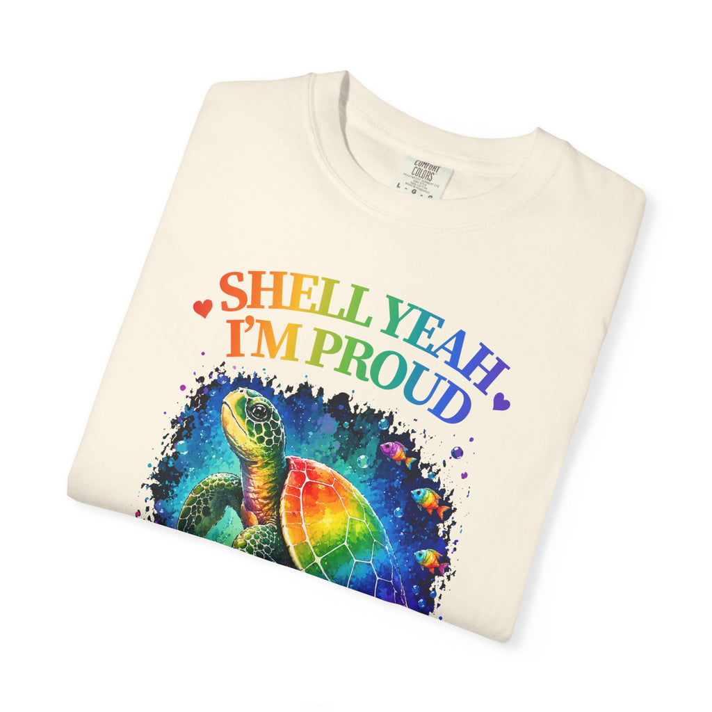 Pride Sea Turtle T-Shirt — "Shell Yeah I'm Proud" Rainbow LGBT Tee