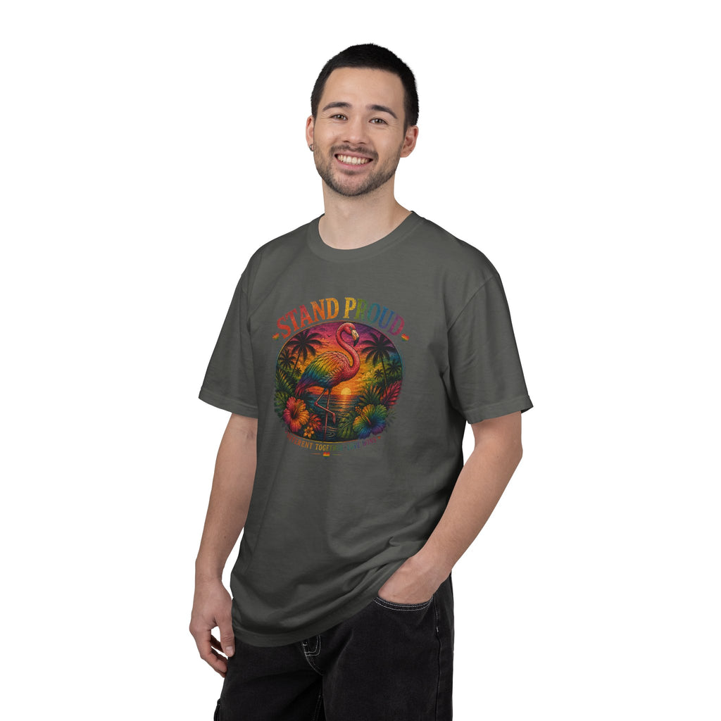 Stand Proud Flamingo T-Shirt — Tropical Pride Graphic Tee