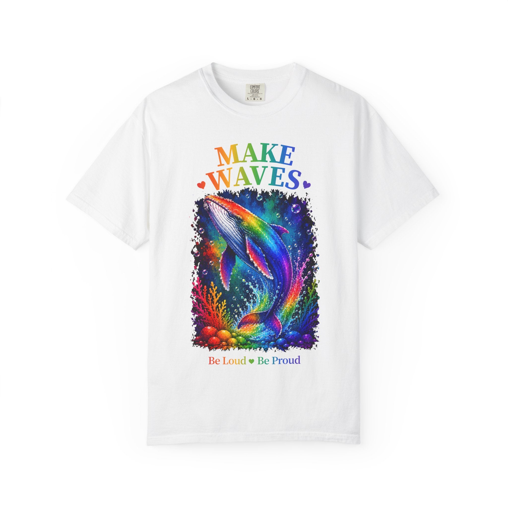 Make Waves Rainbow Dolphin T-Shirt — "Be Loud, Be Proud" LGBTQ+ Pride Tee