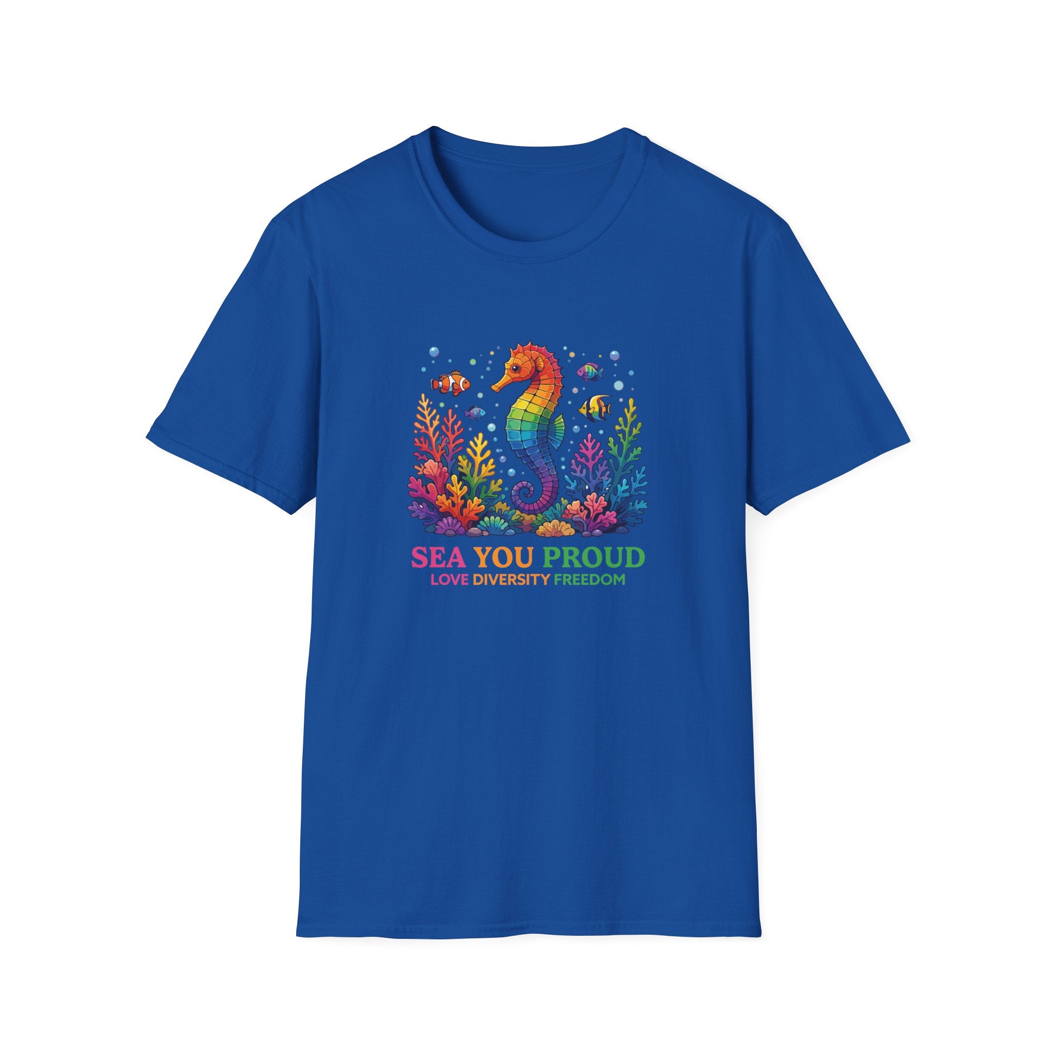 Seahorse Pride T-Shirt — "Sea You Proud" Rainbow LGBTQ+ Tee