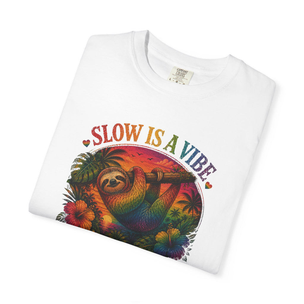 Slow Is A Vibe T-Shirt — Retro Sloth Graphic Tee