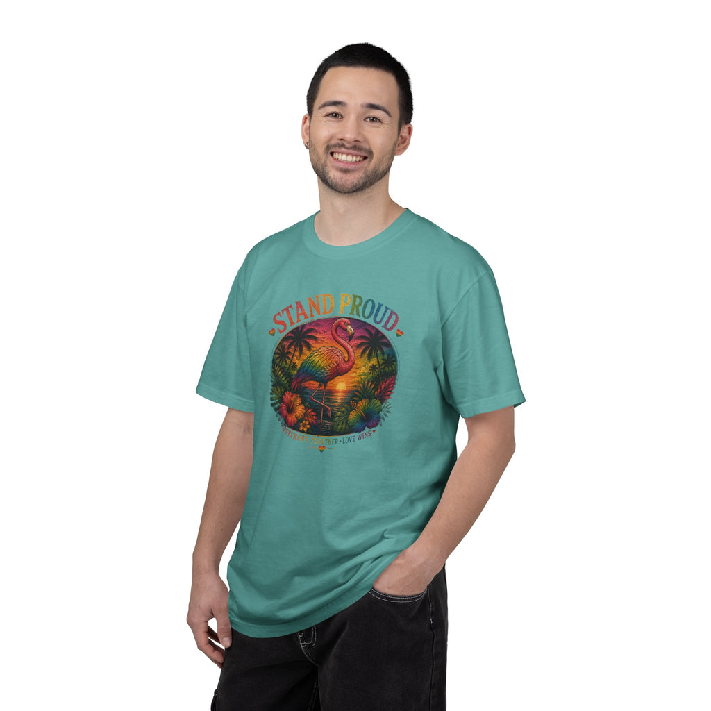 Stand Proud Flamingo T-Shirt — Tropical Pride Graphic Tee
