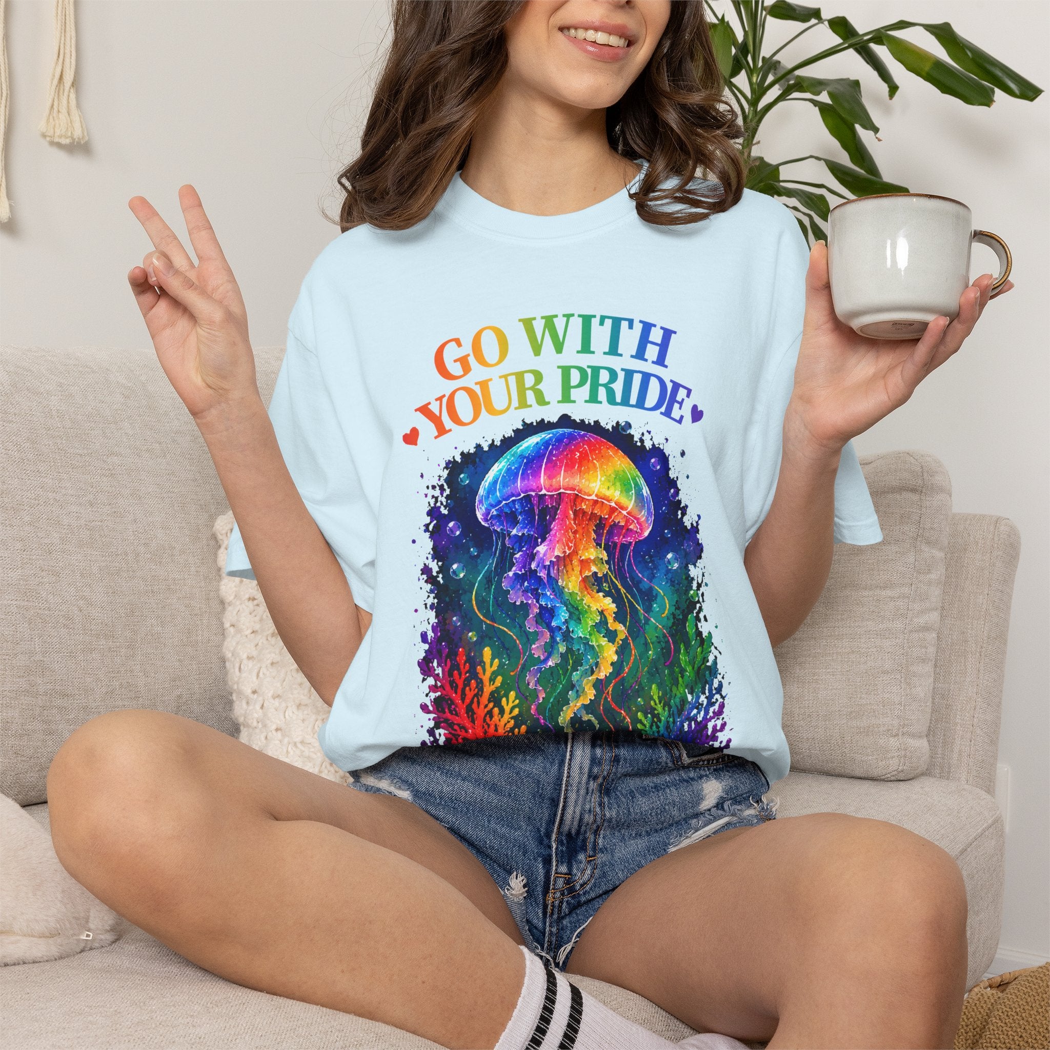 Go With Your Pride Jellyfish T-Shirt — Rainbow LGBTQ+ Pride Tee