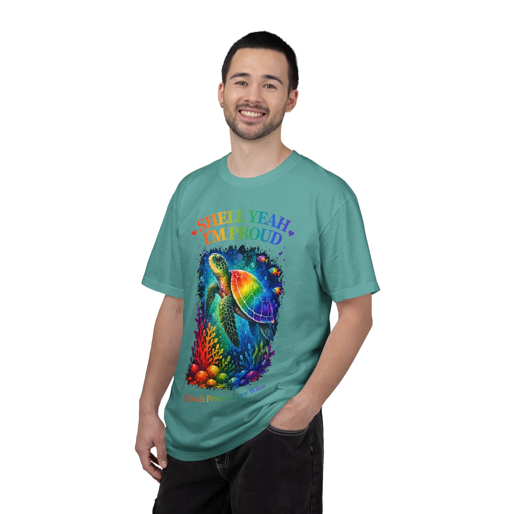 Pride Sea Turtle T-Shirt — "Shell Yeah I'm Proud" Rainbow LGBT Tee