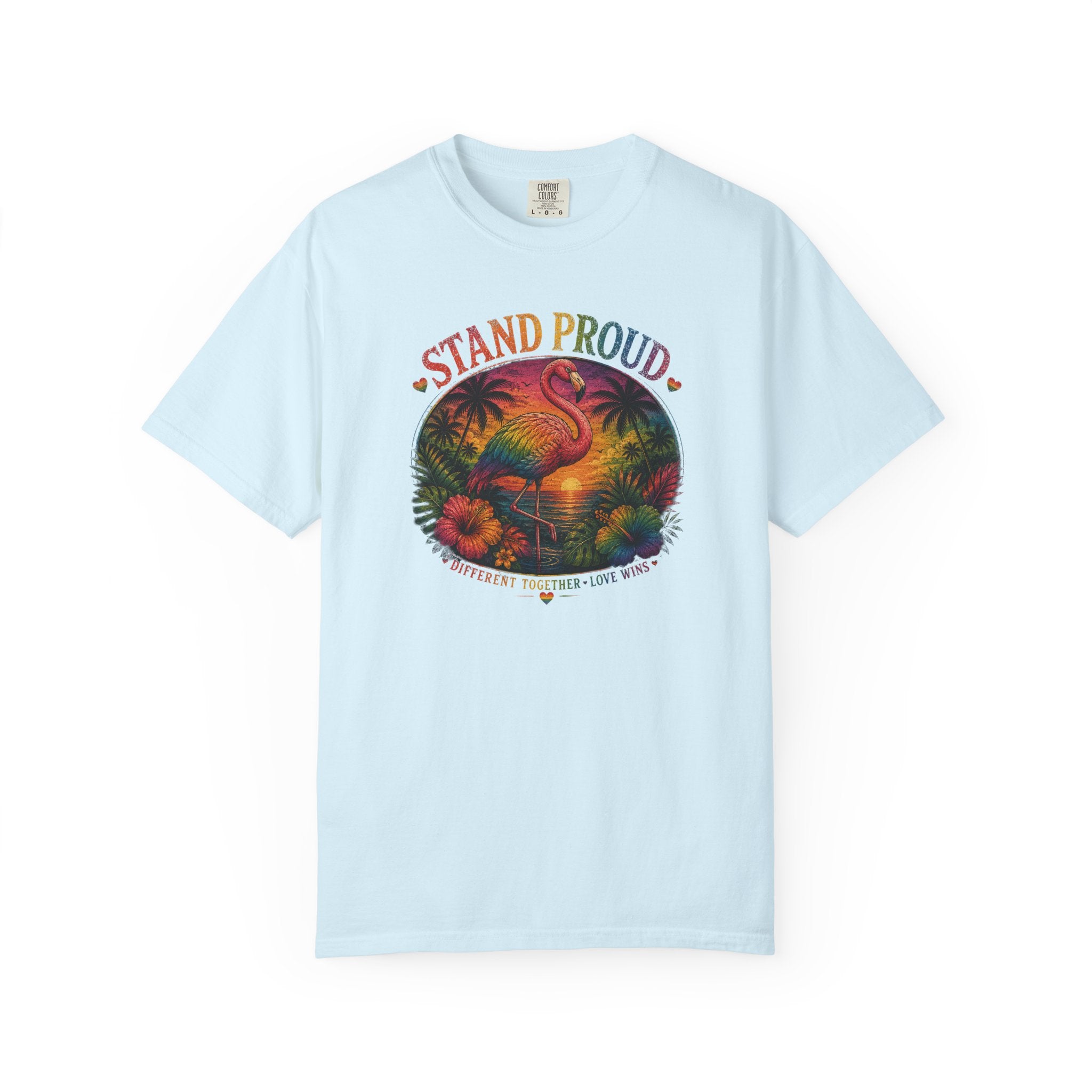 Stand Proud Flamingo T-Shirt — Tropical Pride Graphic Tee