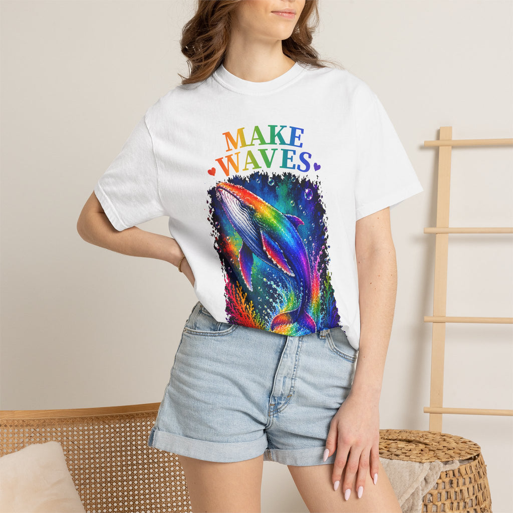 Make Waves Rainbow Dolphin T-Shirt — "Be Loud, Be Proud" LGBTQ+ Pride Tee