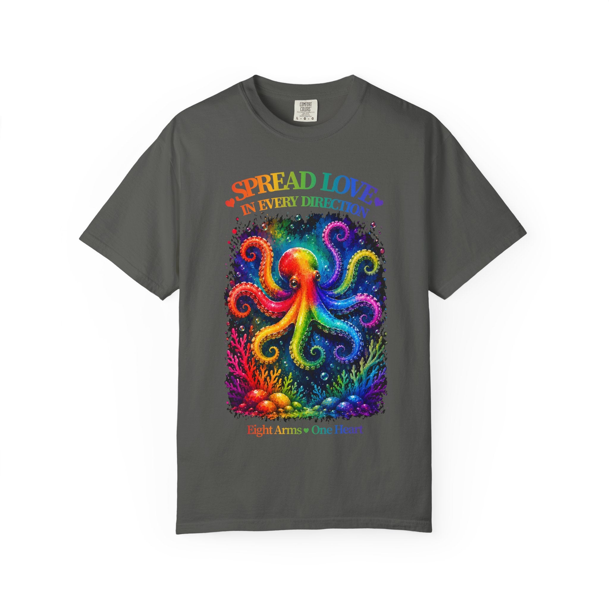 Spread Love Octopus T-Shirt — Rainbow Psychedelic Ocean Art Tee