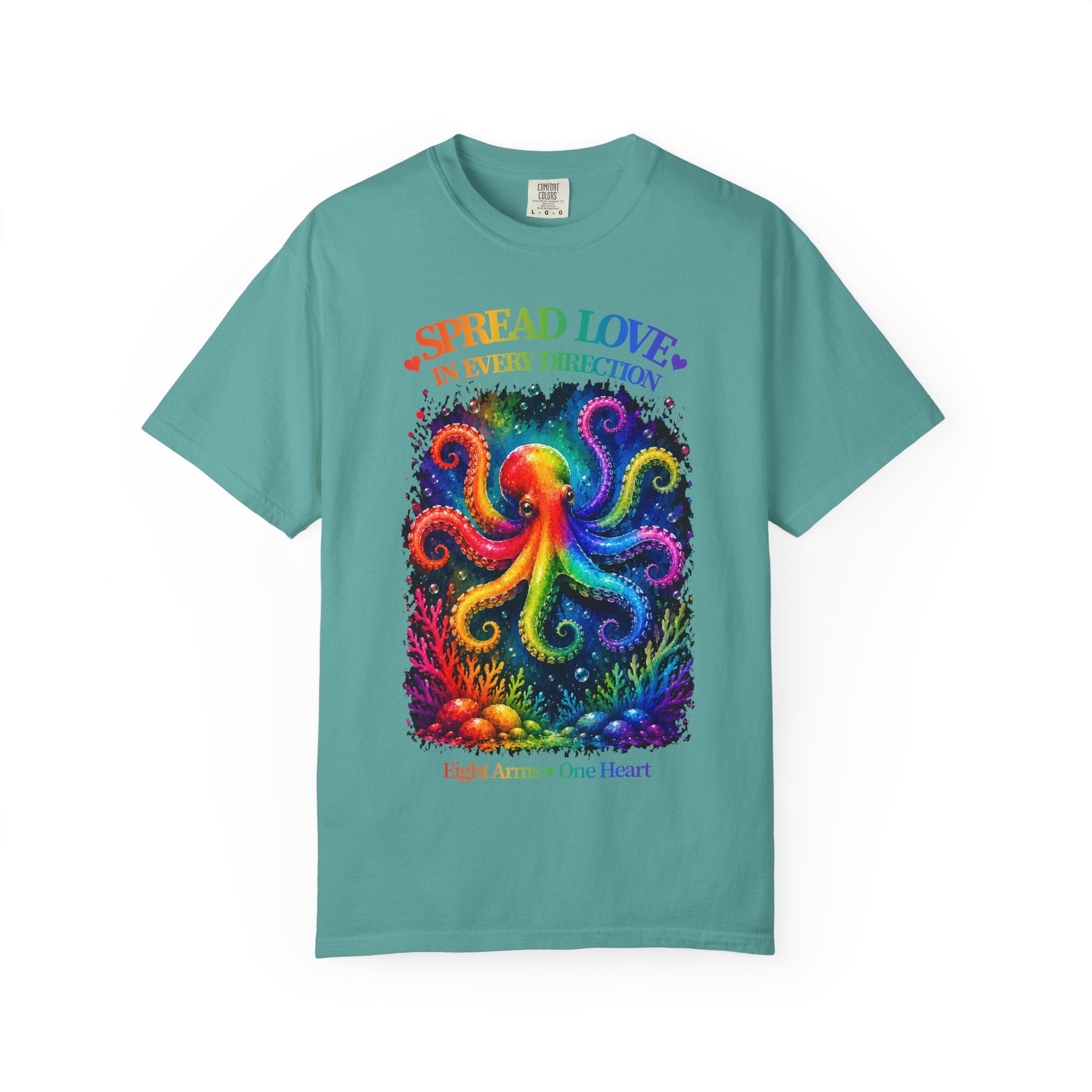 Spread Love Octopus T-Shirt — Rainbow Psychedelic Ocean Art Tee