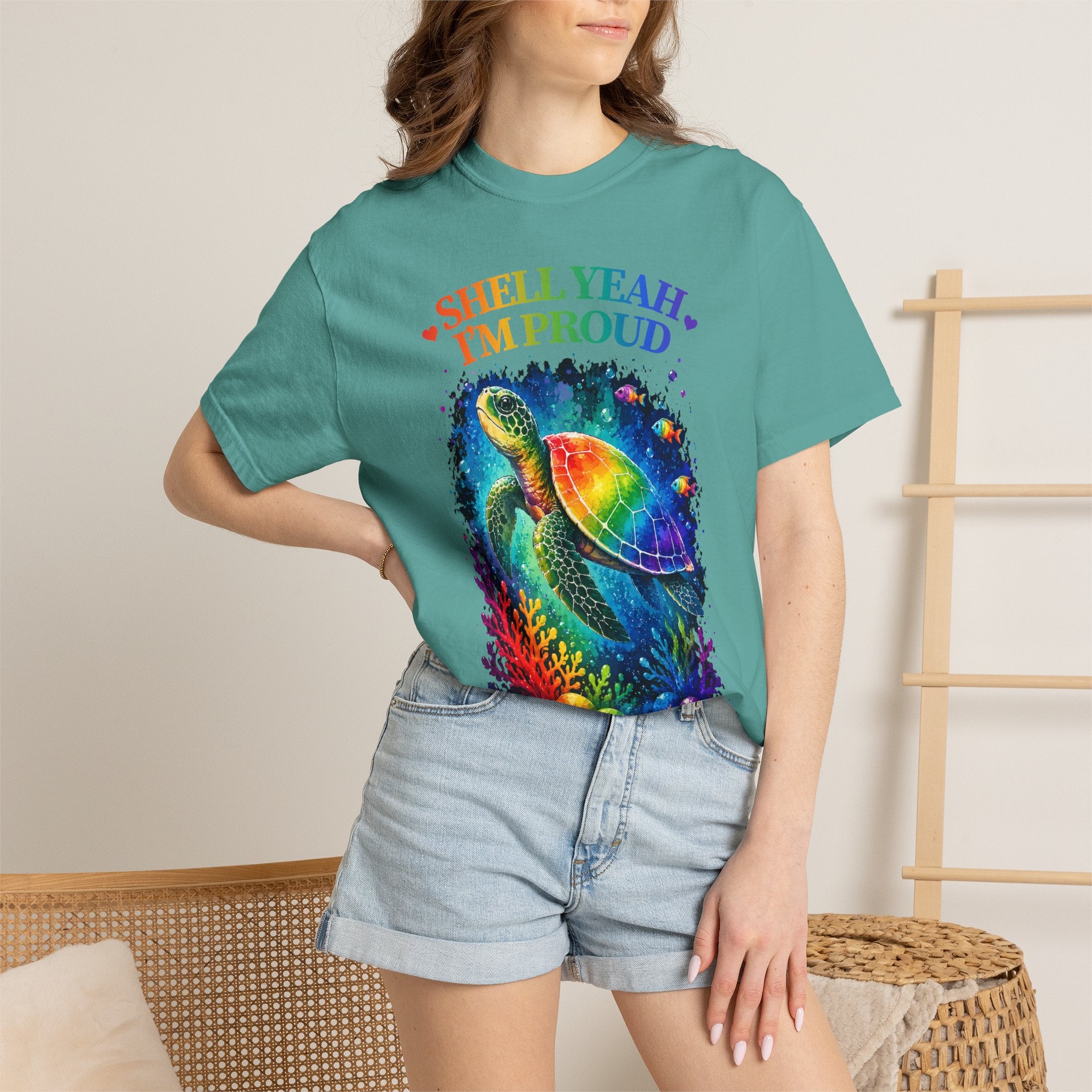 Pride Sea Turtle T-Shirt — "Shell Yeah I'm Proud" Rainbow LGBT Tee