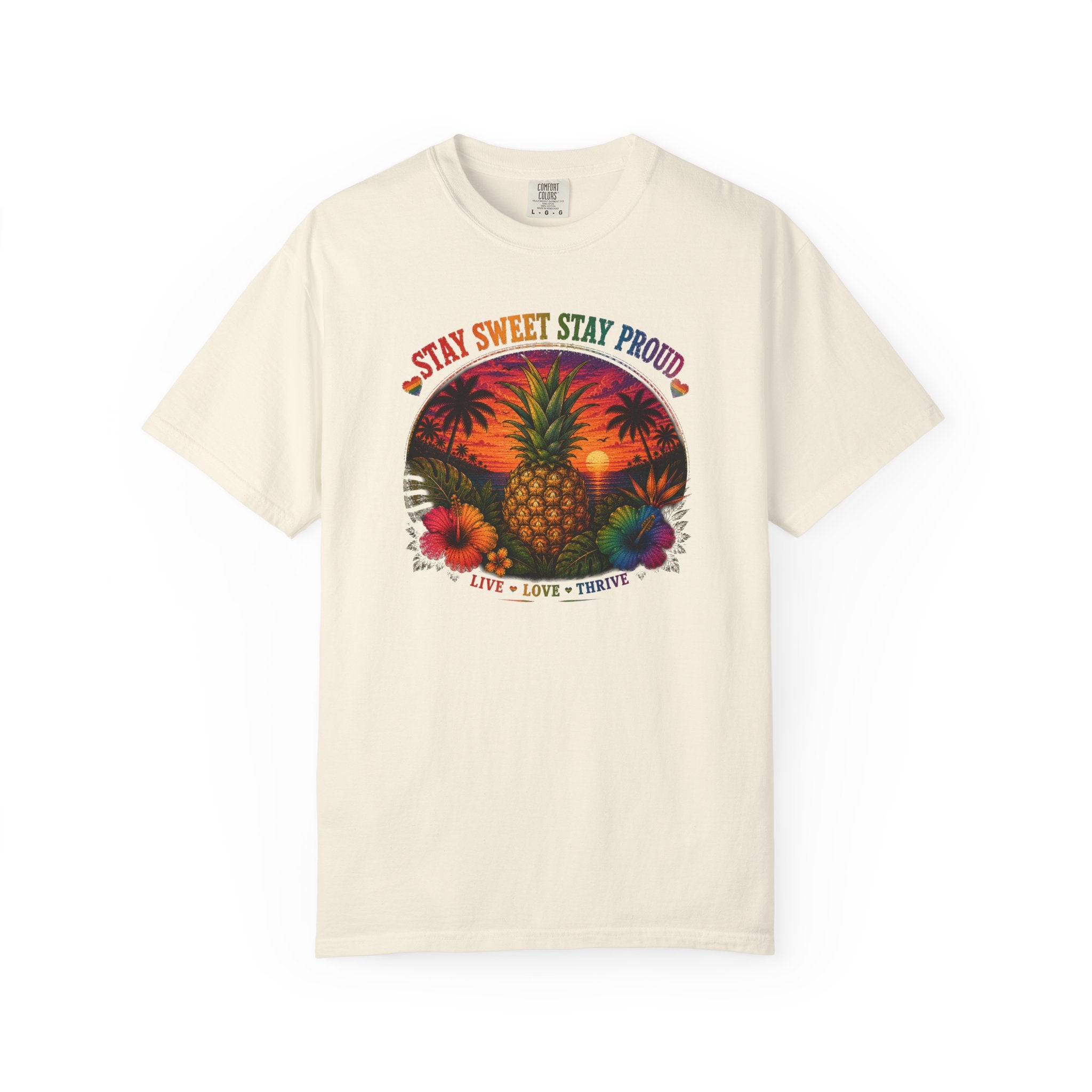 Pineapple Sunset T‑Shirt — “Stay Sweet Stay Proud” Tropical Graphic Tee