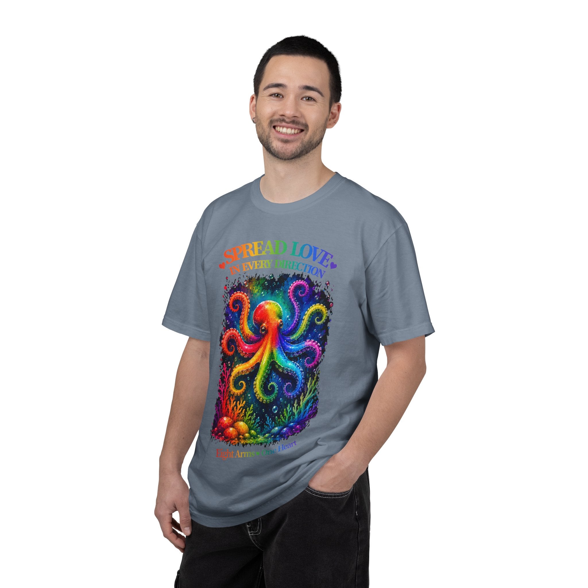Spread Love Octopus T-Shirt — Rainbow Psychedelic Ocean Art Tee