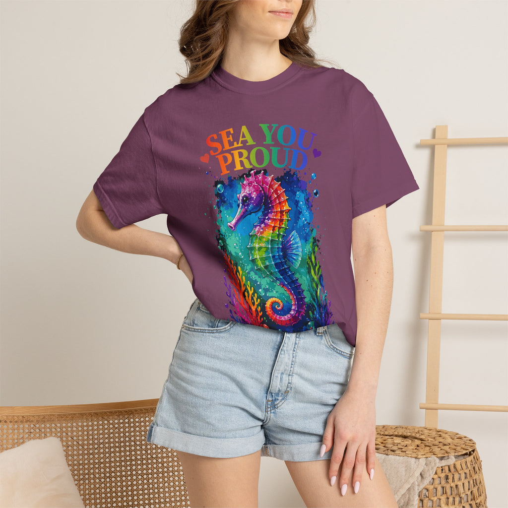 Sea You Proud T-Shirt — Rainbow Seahorse Pride Tee (Love • Diversity • Freedom)