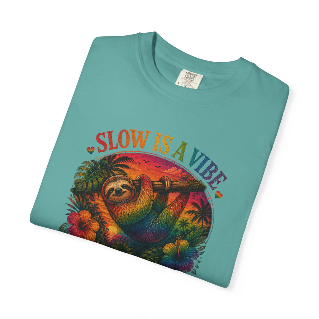 Slow Is A Vibe T-Shirt — Retro Sloth Graphic Tee