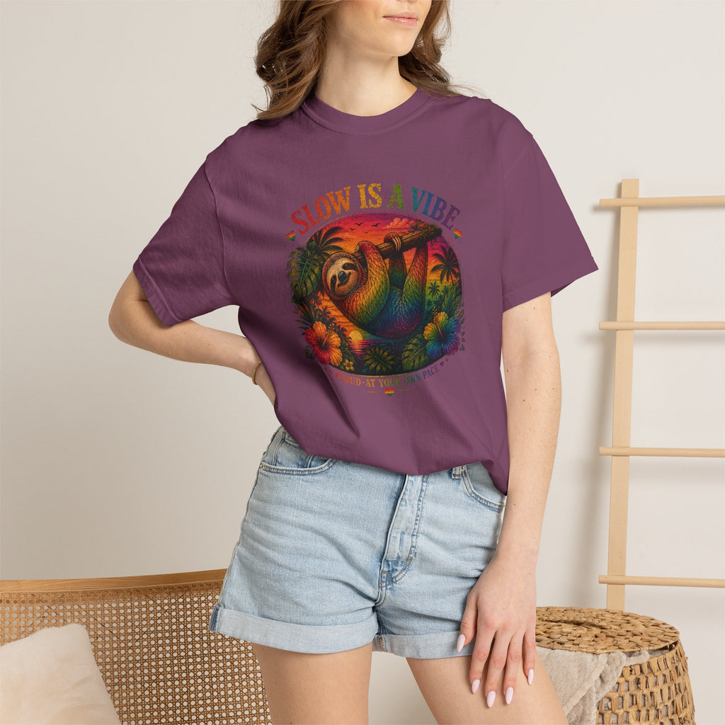 Slow Is A Vibe T-Shirt — Retro Sloth Graphic Tee