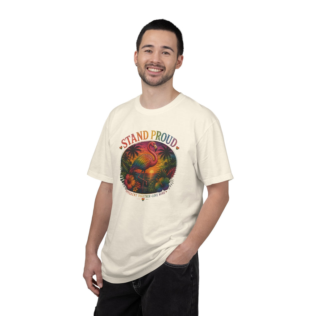Stand Proud Flamingo T-Shirt — Tropical Pride Graphic Tee