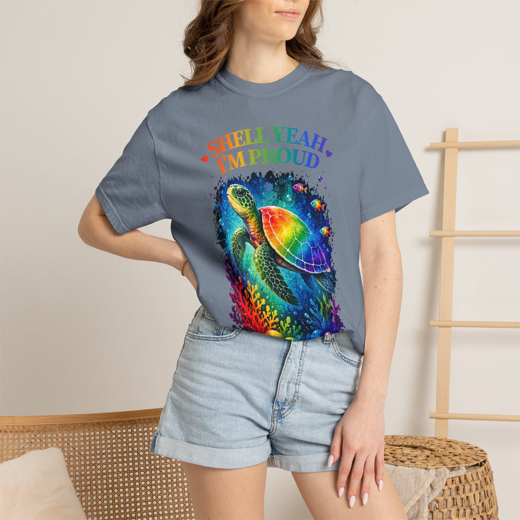 Pride Sea Turtle T-Shirt — "Shell Yeah I'm Proud" Rainbow LGBT Tee