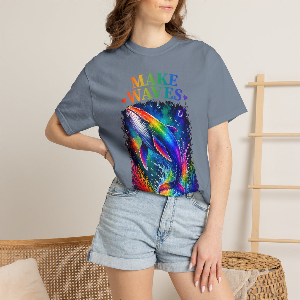 Make Waves Rainbow Dolphin T-Shirt — "Be Loud, Be Proud" LGBTQ+ Pride Tee