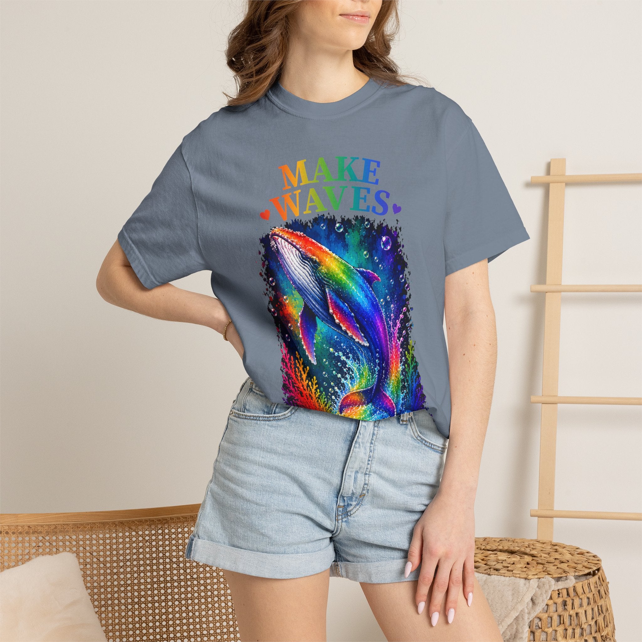 Make Waves Rainbow Dolphin T-Shirt — "Be Loud, Be Proud" LGBTQ+ Pride Tee