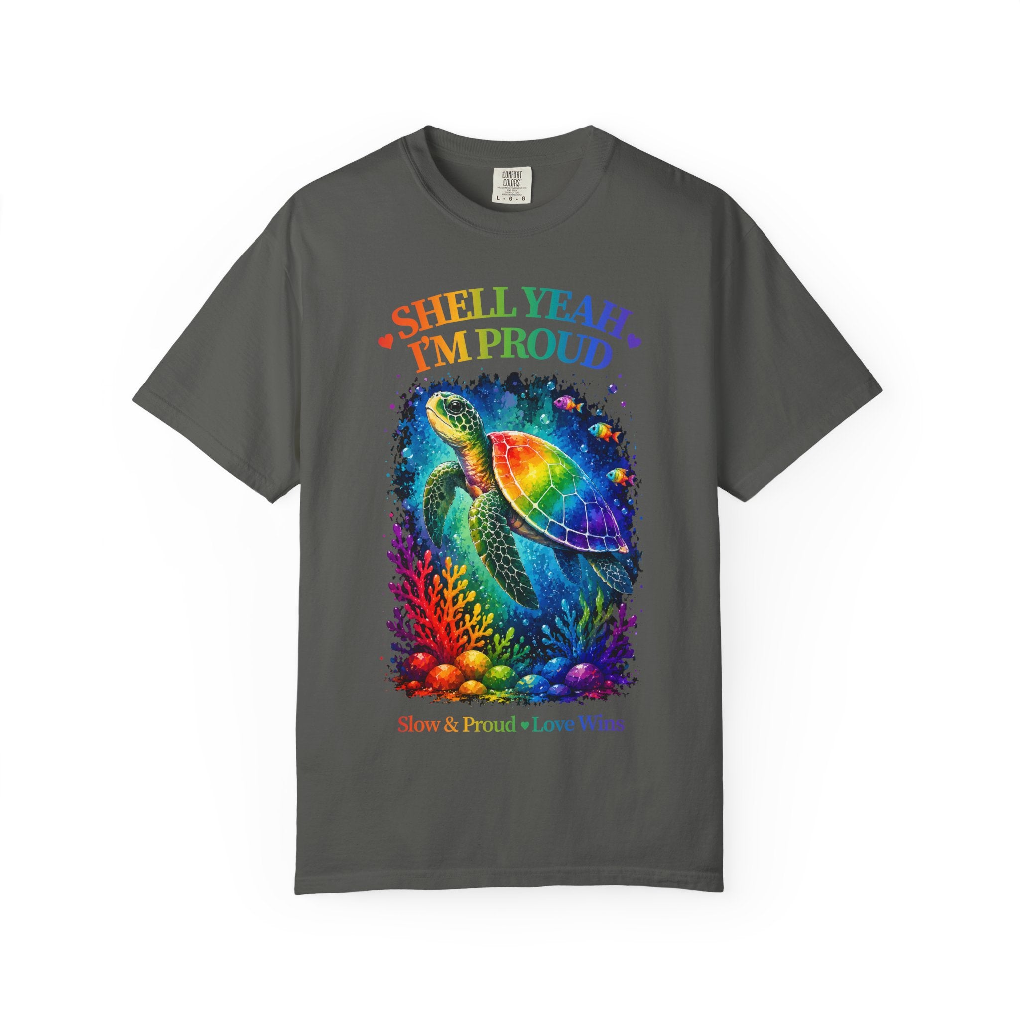 Pride Sea Turtle T-Shirt — "Shell Yeah I'm Proud" Rainbow LGBT Tee