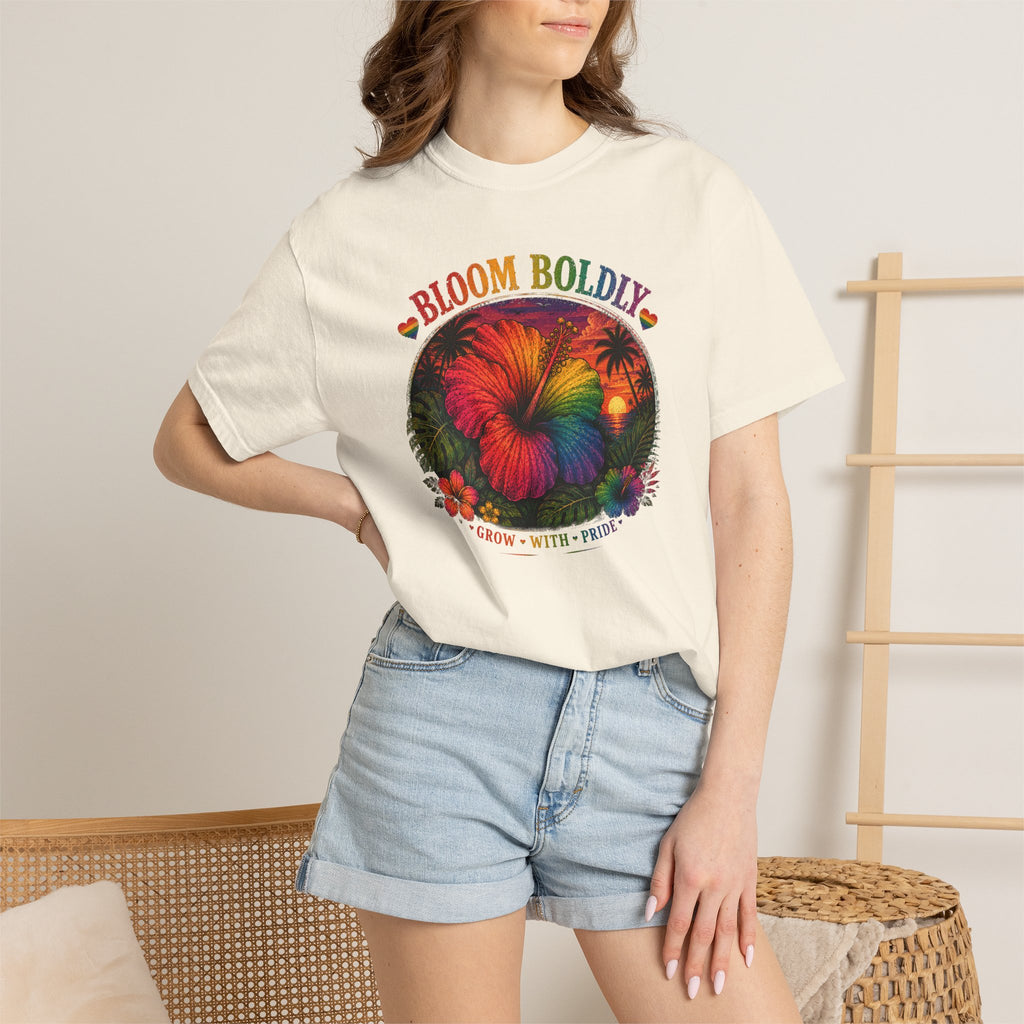 Bloom Boldly T-Shirt — Rainbow Floral Pride Graphic Tee
