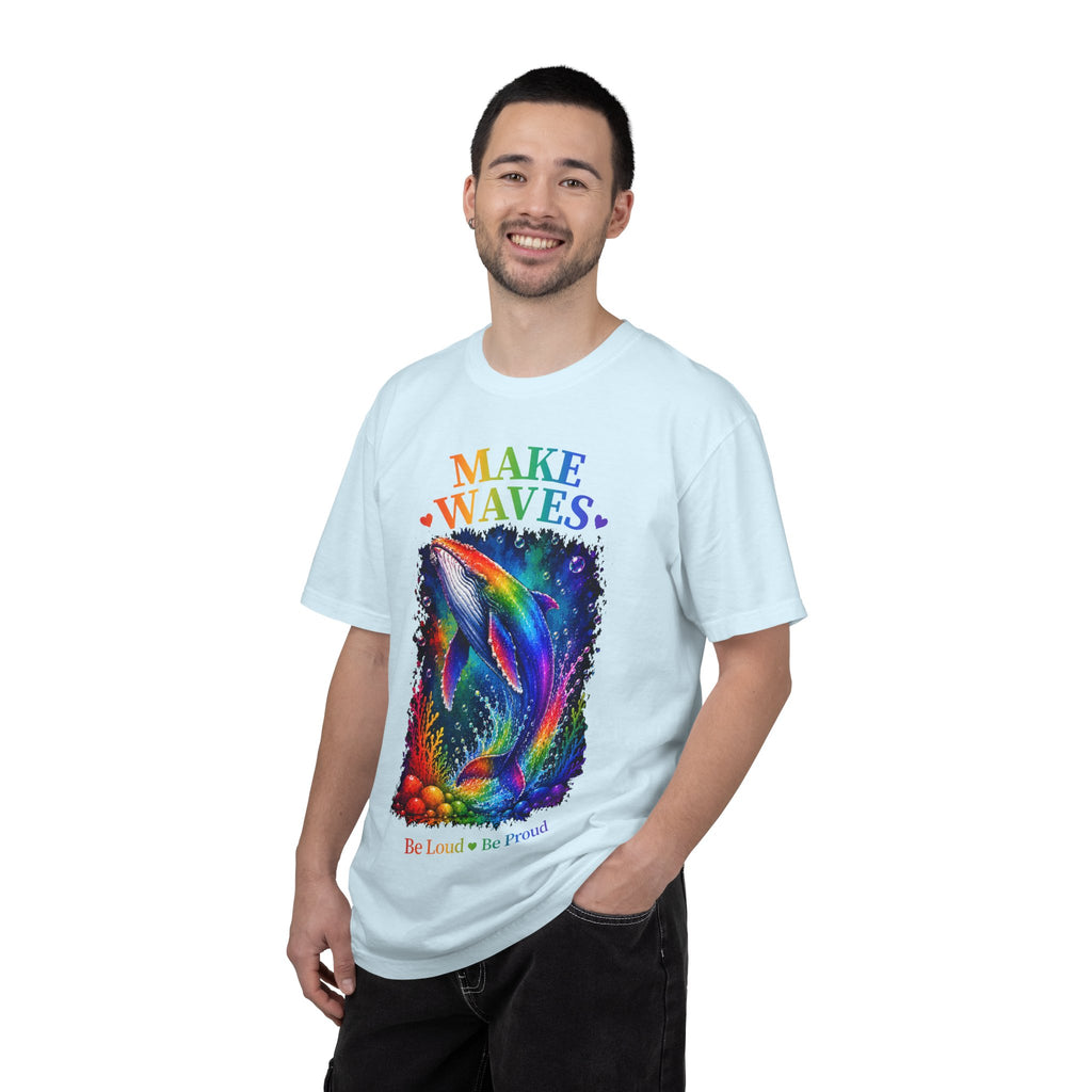 Make Waves Rainbow Dolphin T-Shirt — "Be Loud, Be Proud" LGBTQ+ Pride Tee