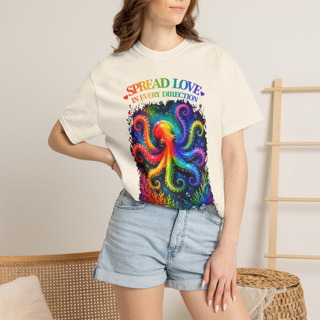 Spread Love Octopus T-Shirt — Rainbow Psychedelic Ocean Art Tee