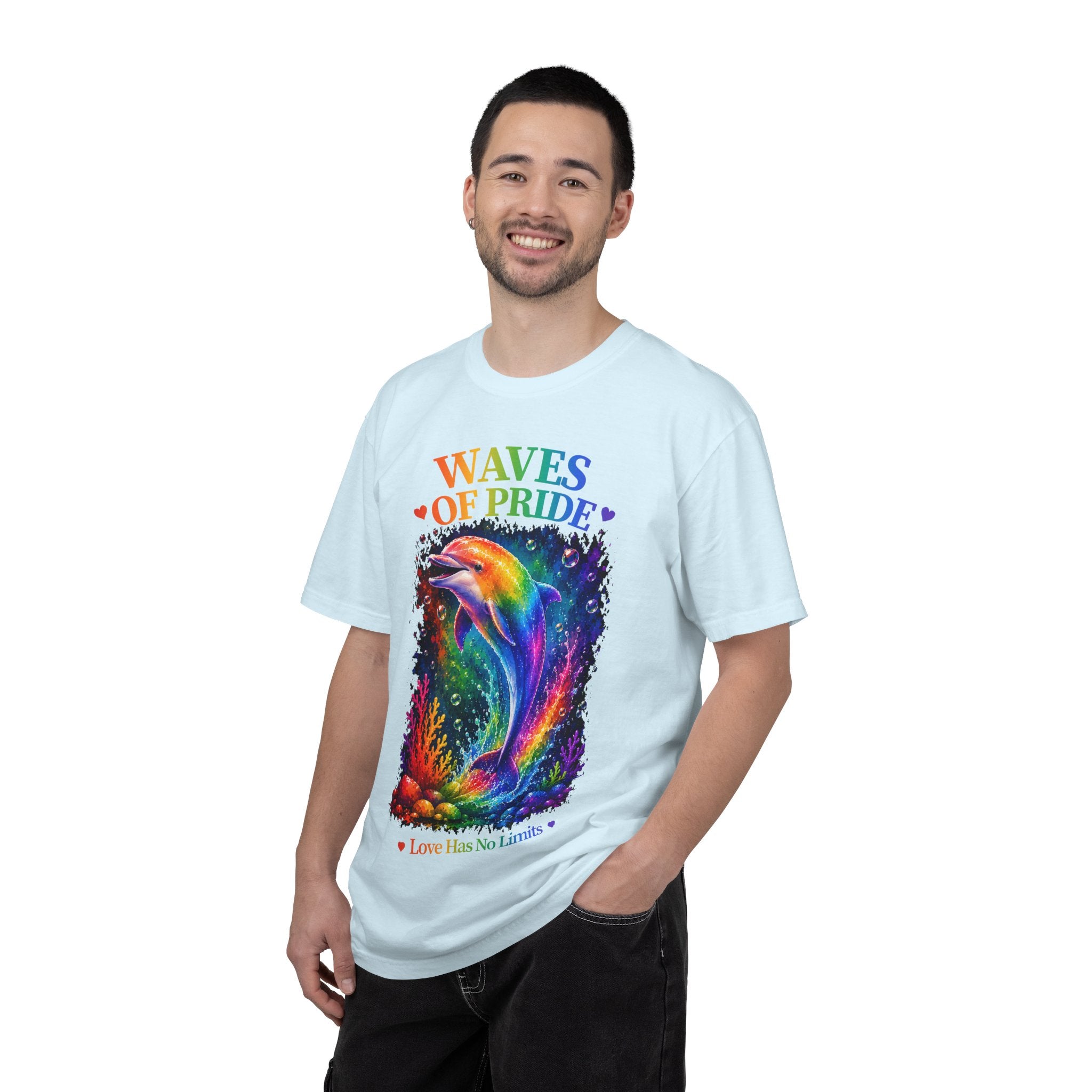 Waves of Pride T-Shirt — Rainbow Dolphin "Love Has No Limits" Tee