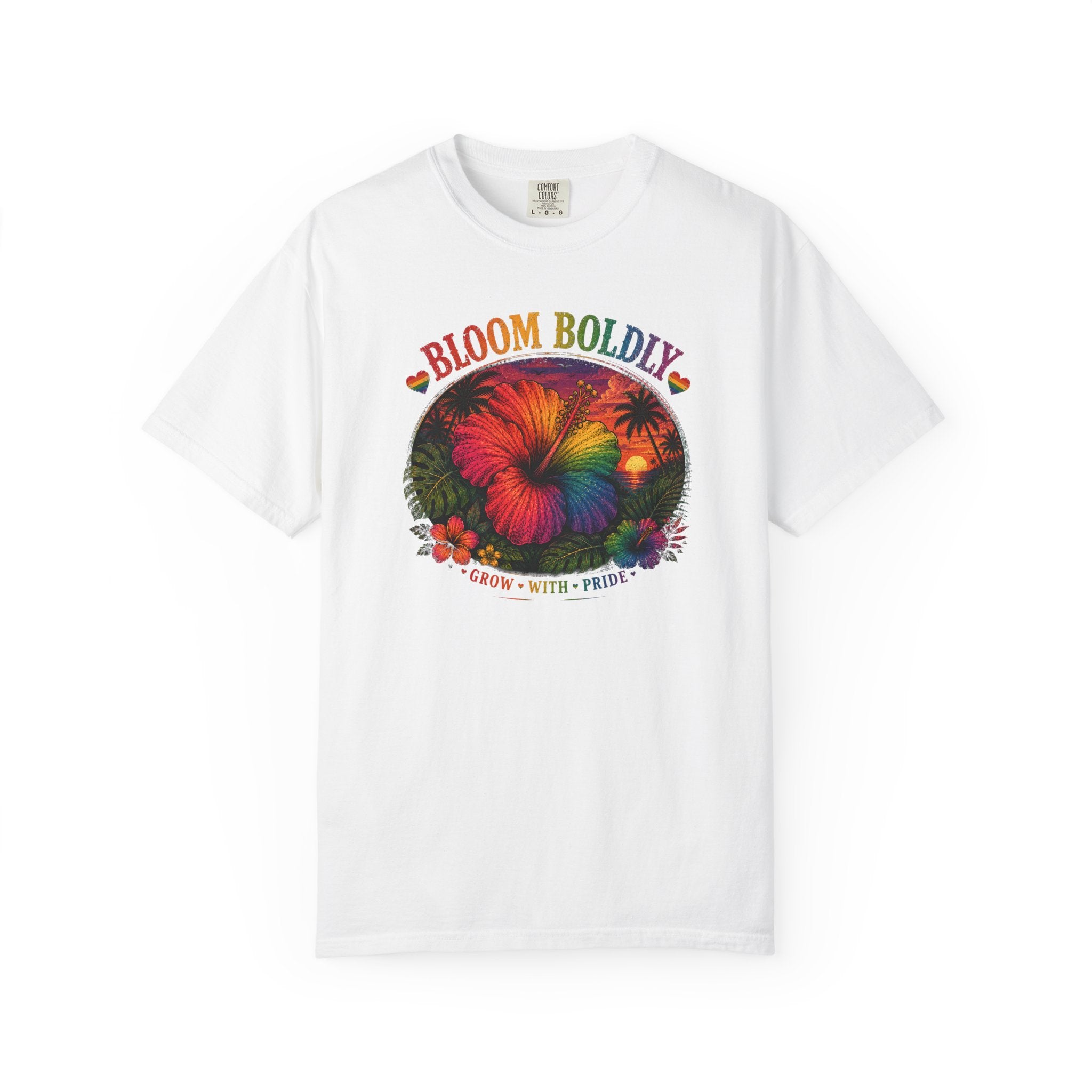 Bloom Boldly T-Shirt — Rainbow Floral Pride Graphic Tee
