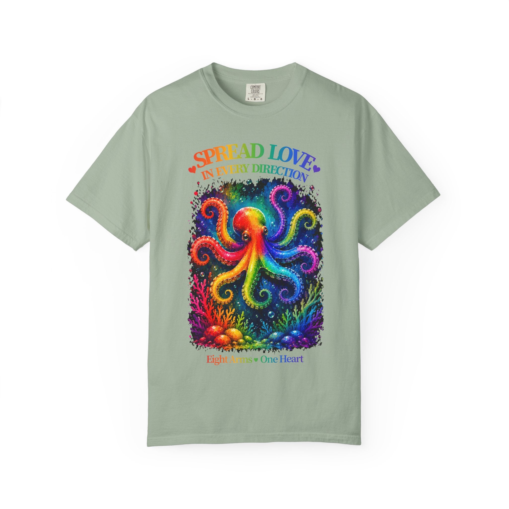 Spread Love Octopus T-Shirt — Rainbow Psychedelic Ocean Art Tee