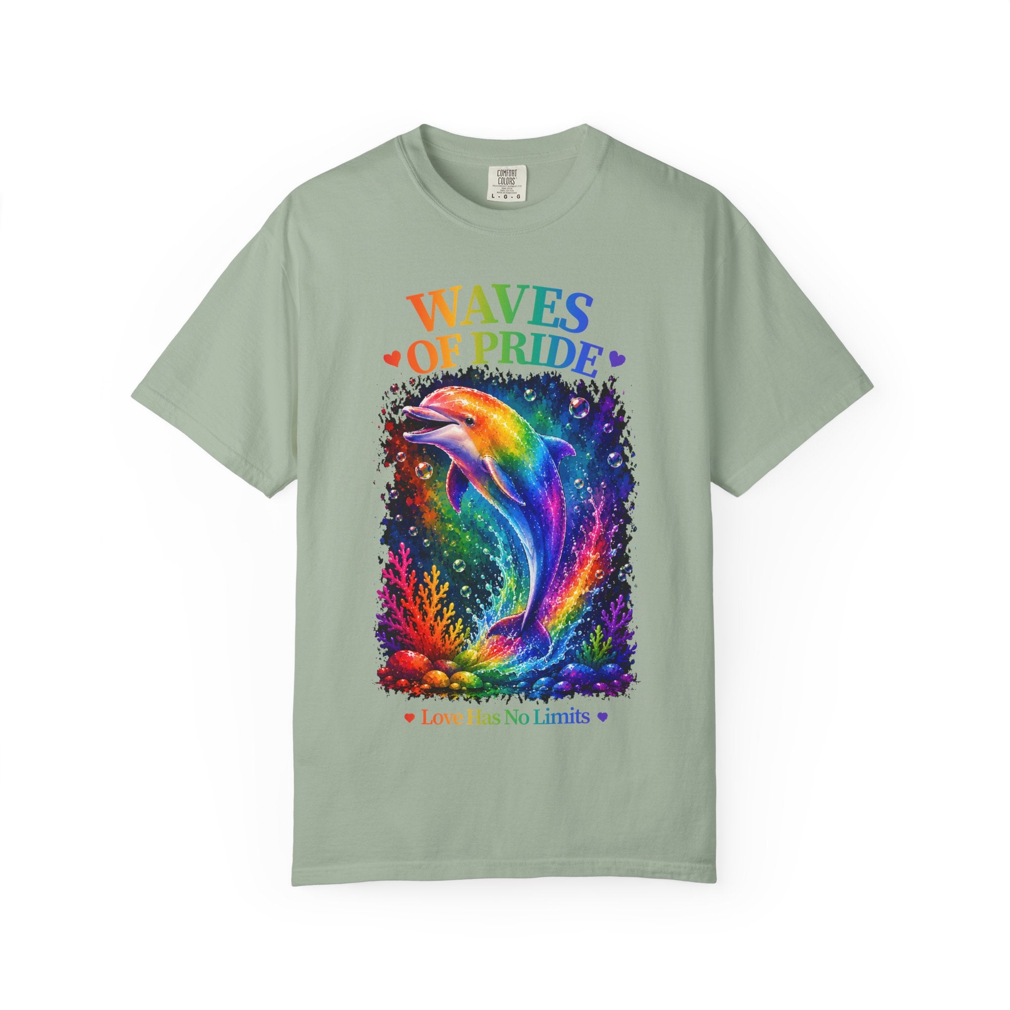 Waves of Pride T-Shirt — Rainbow Dolphin "Love Has No Limits" Tee