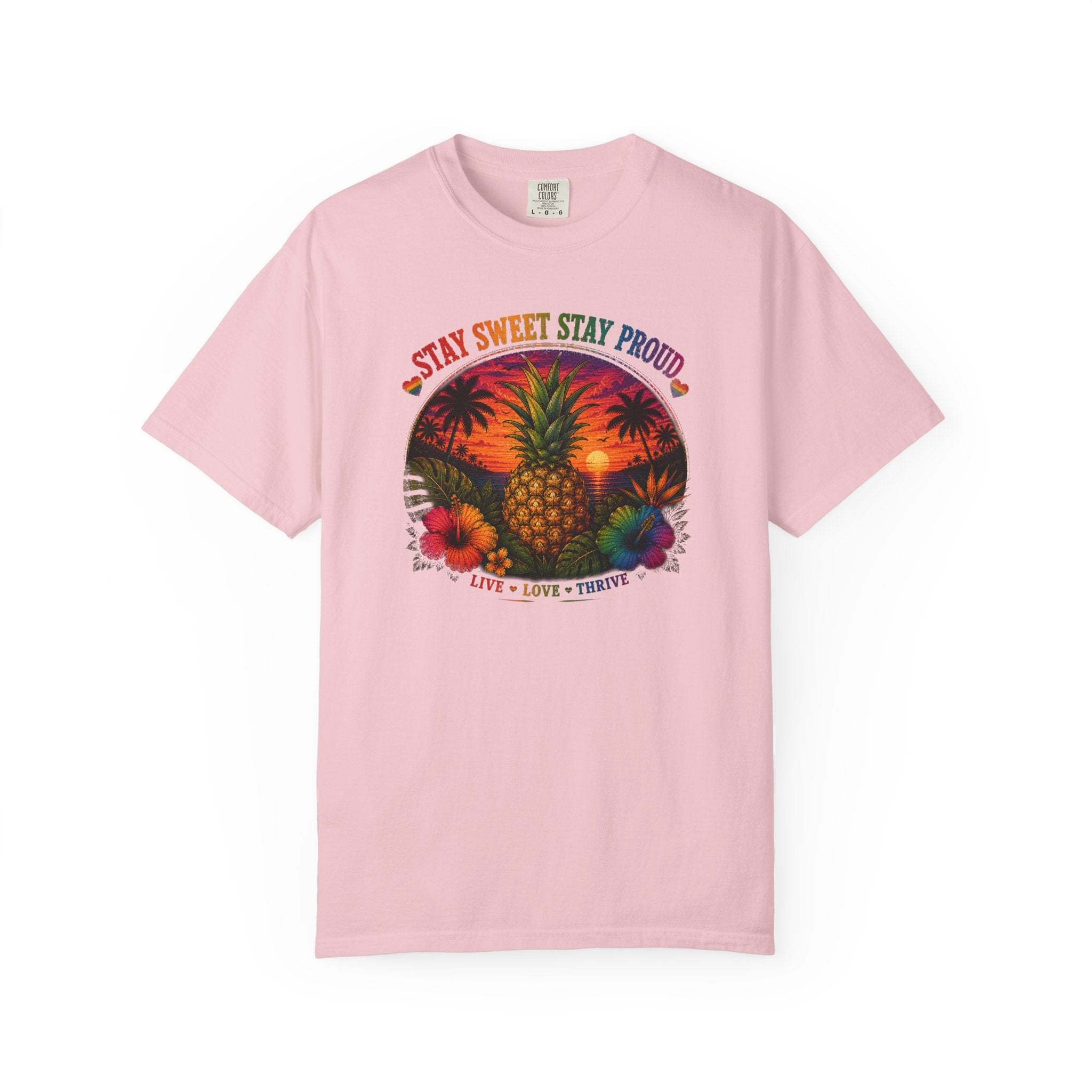 Pineapple Sunset T‑Shirt — “Stay Sweet Stay Proud” Tropical Graphic Tee
