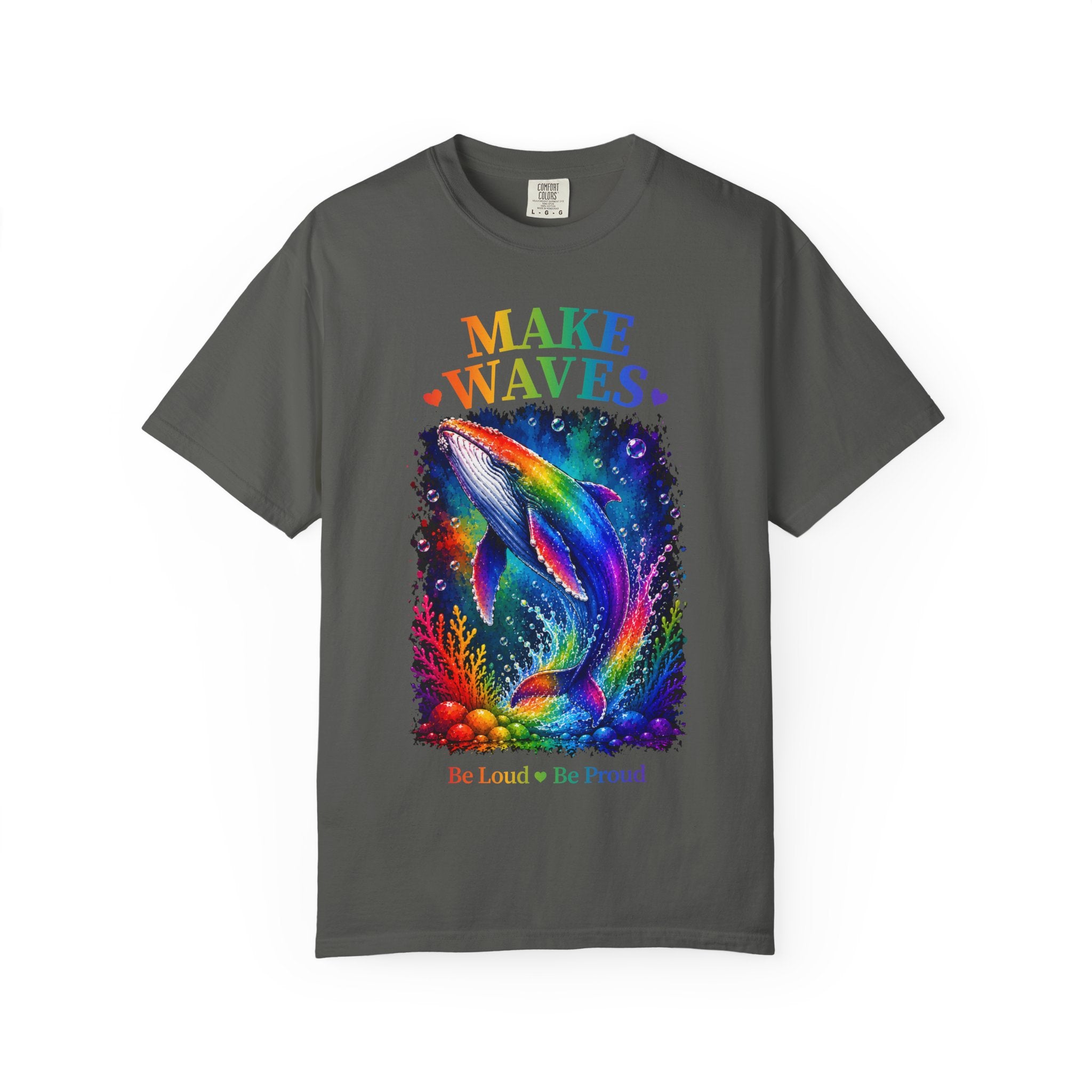 Make Waves Rainbow Dolphin T-Shirt — "Be Loud, Be Proud" LGBTQ+ Pride Tee