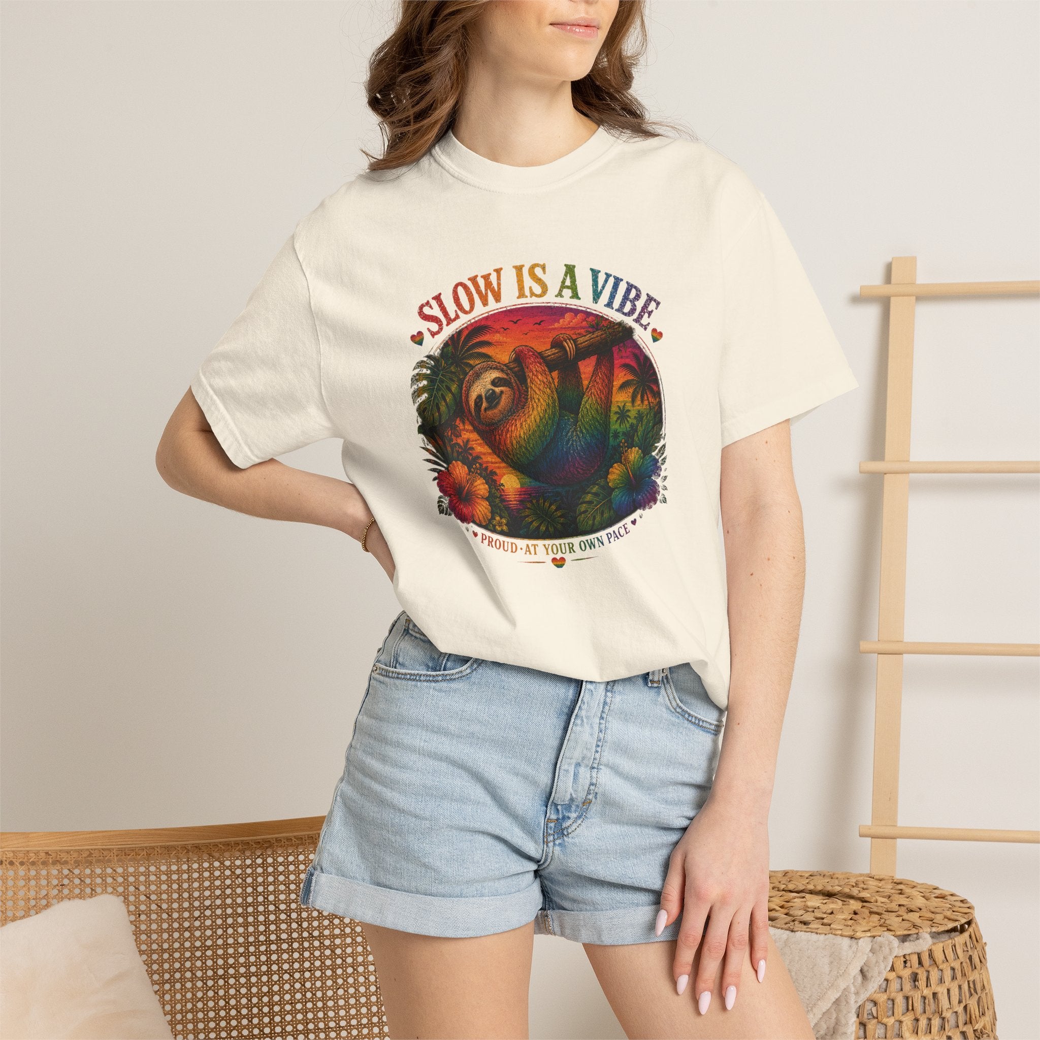 Slow Is A Vibe T-Shirt — Retro Sloth Graphic Tee