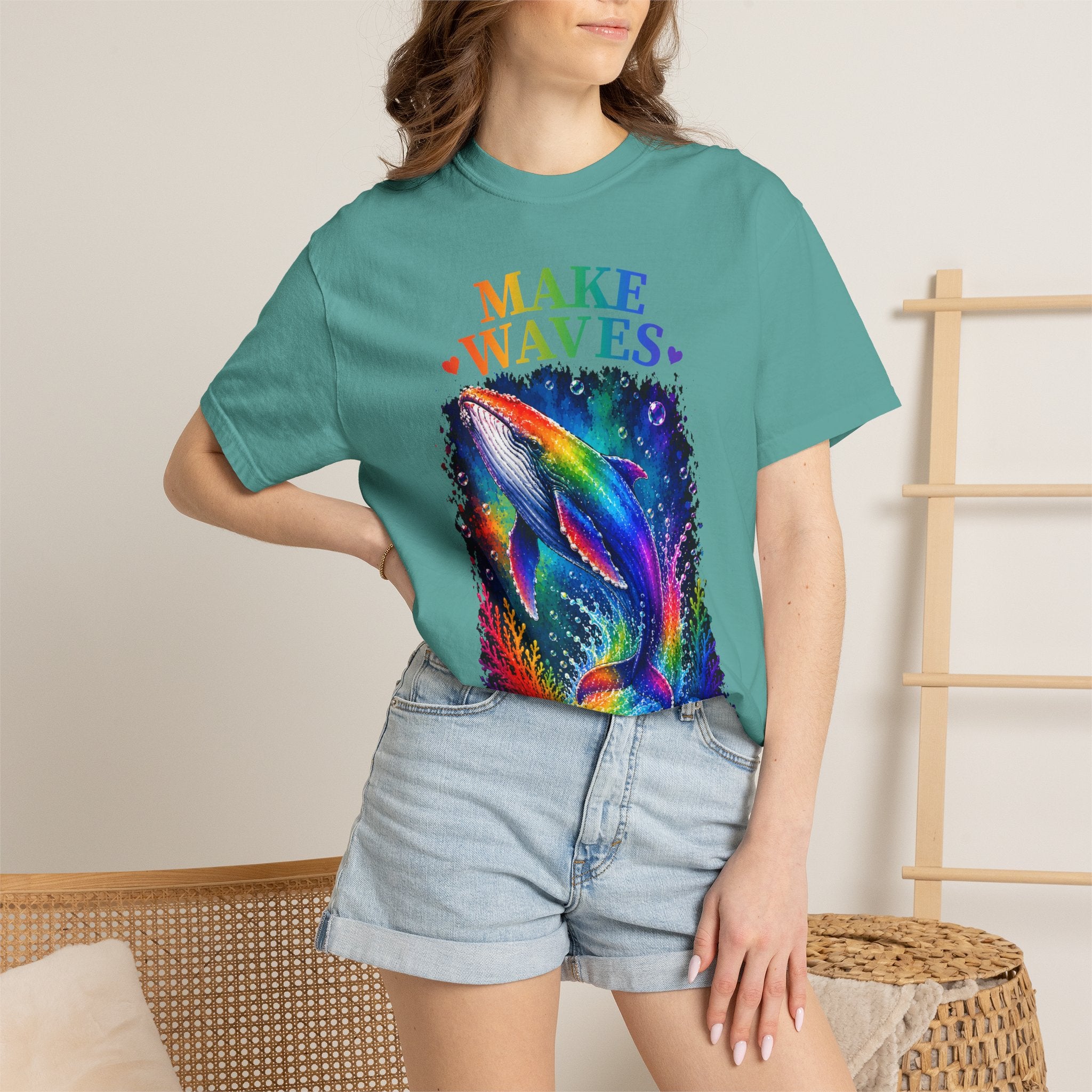 Make Waves Rainbow Dolphin T-Shirt — "Be Loud, Be Proud" LGBTQ+ Pride Tee