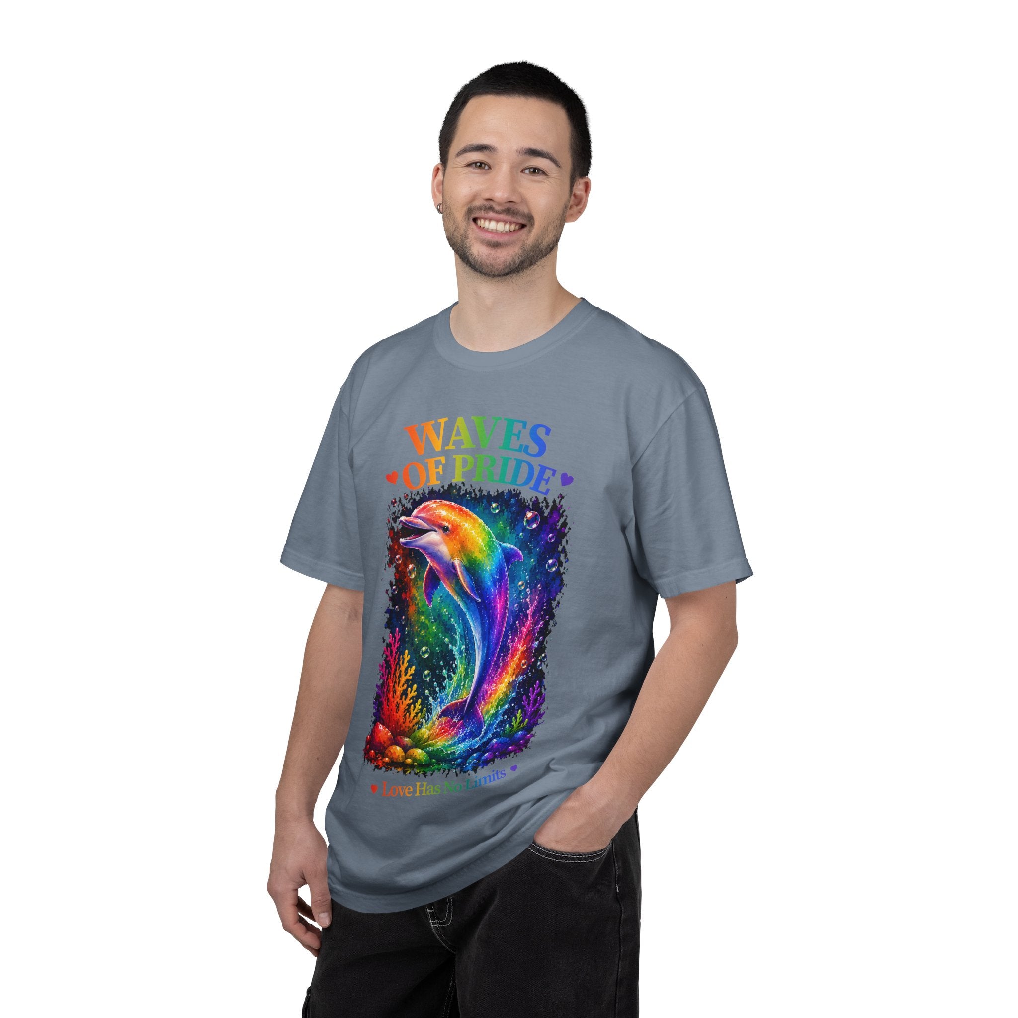 Waves of Pride T-Shirt — Rainbow Dolphin "Love Has No Limits" Tee