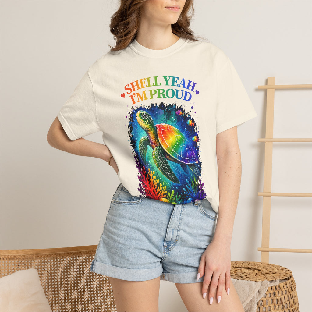 Pride Sea Turtle T-Shirt — "Shell Yeah I'm Proud" Rainbow LGBT Tee