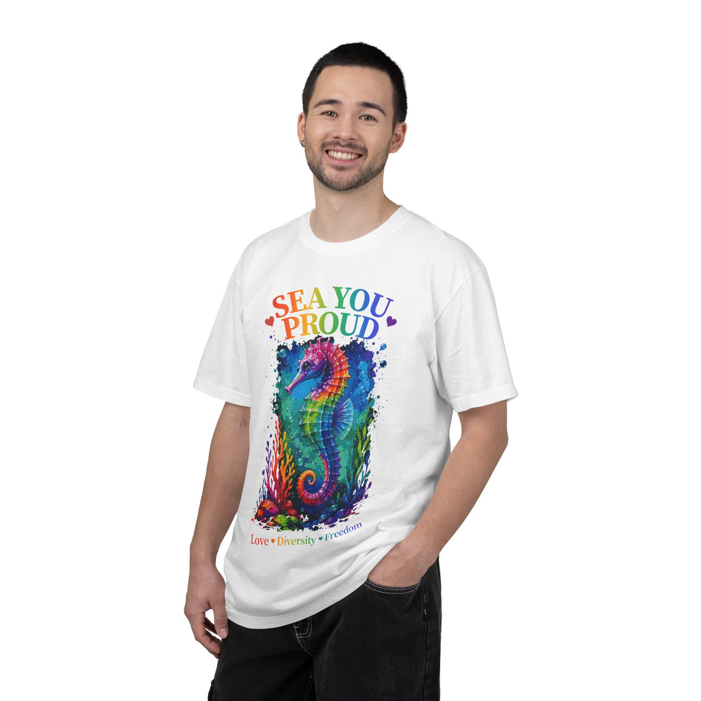 Sea You Proud T-Shirt — Rainbow Seahorse Pride Tee (Love • Diversity • Freedom)