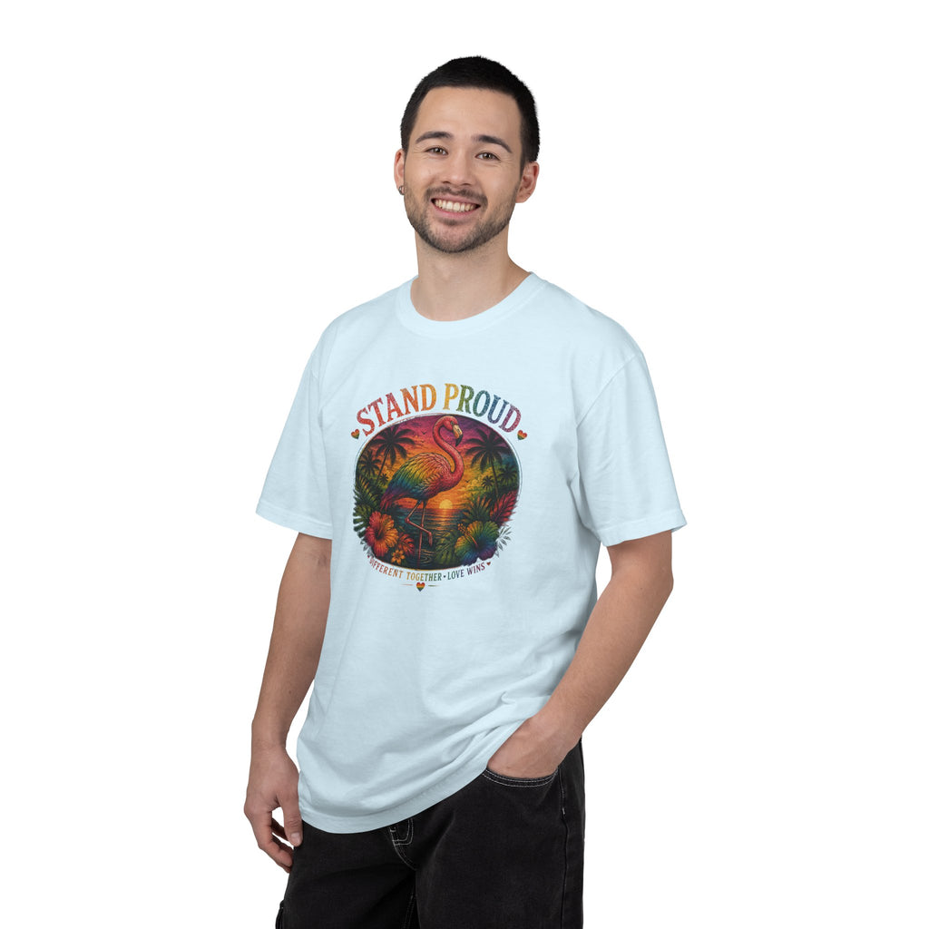 Stand Proud Flamingo T-Shirt — Tropical Pride Graphic Tee