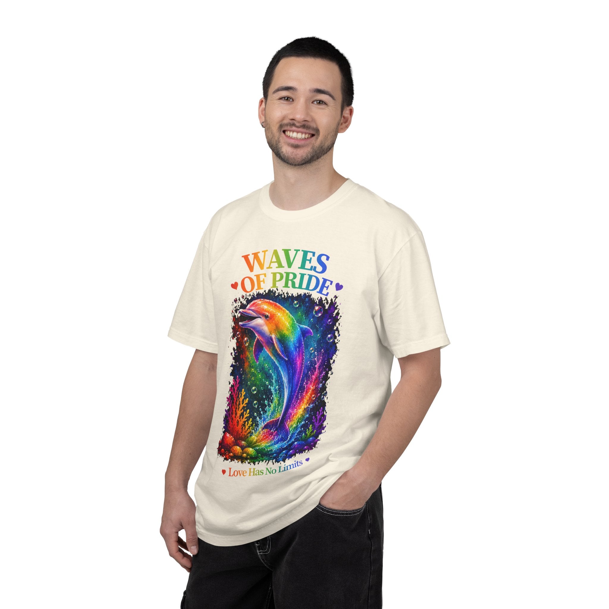 Waves of Pride T-Shirt — Rainbow Dolphin "Love Has No Limits" Tee