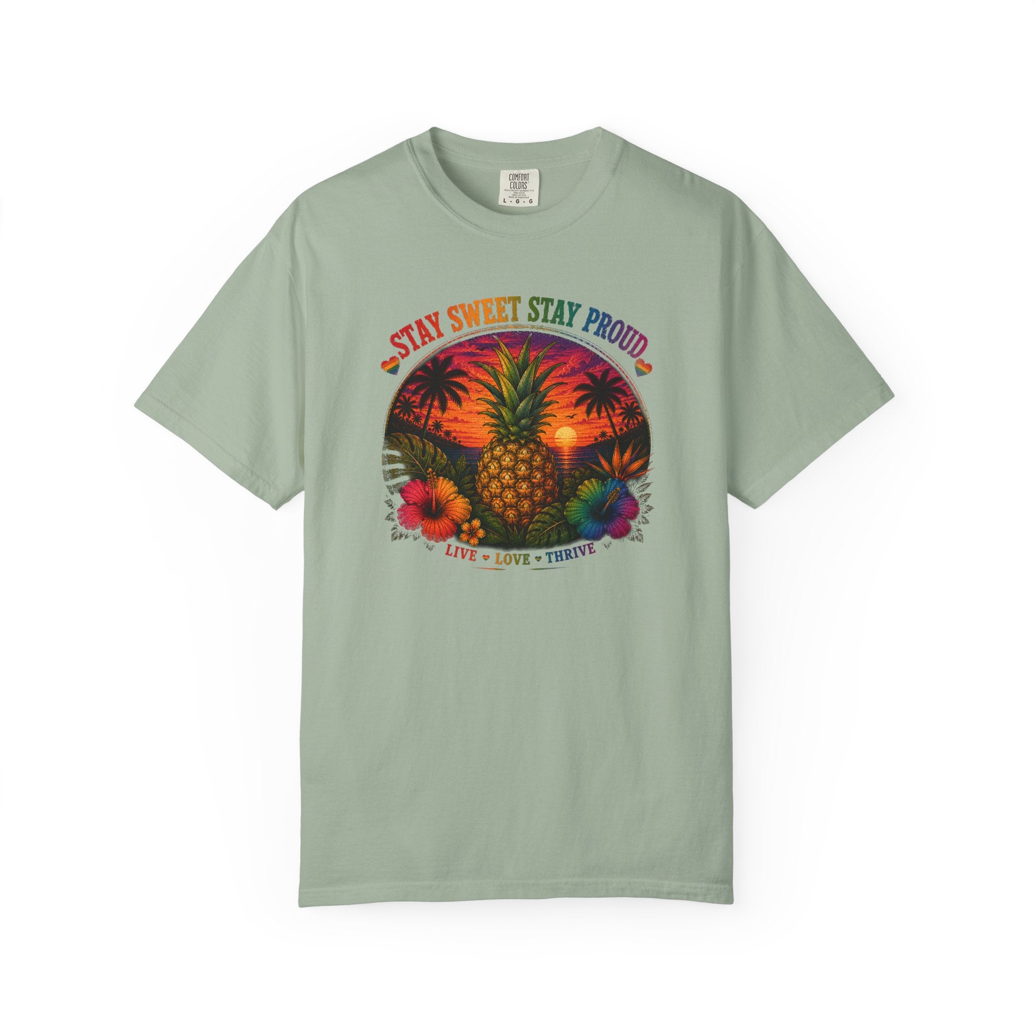 Pineapple Sunset T‑Shirt — “Stay Sweet Stay Proud” Tropical Graphic Tee