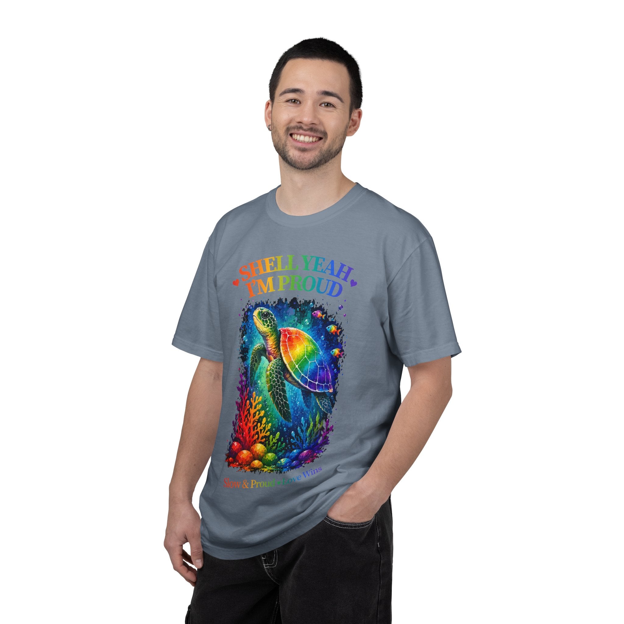Pride Sea Turtle T-Shirt — "Shell Yeah I'm Proud" Rainbow LGBT Tee