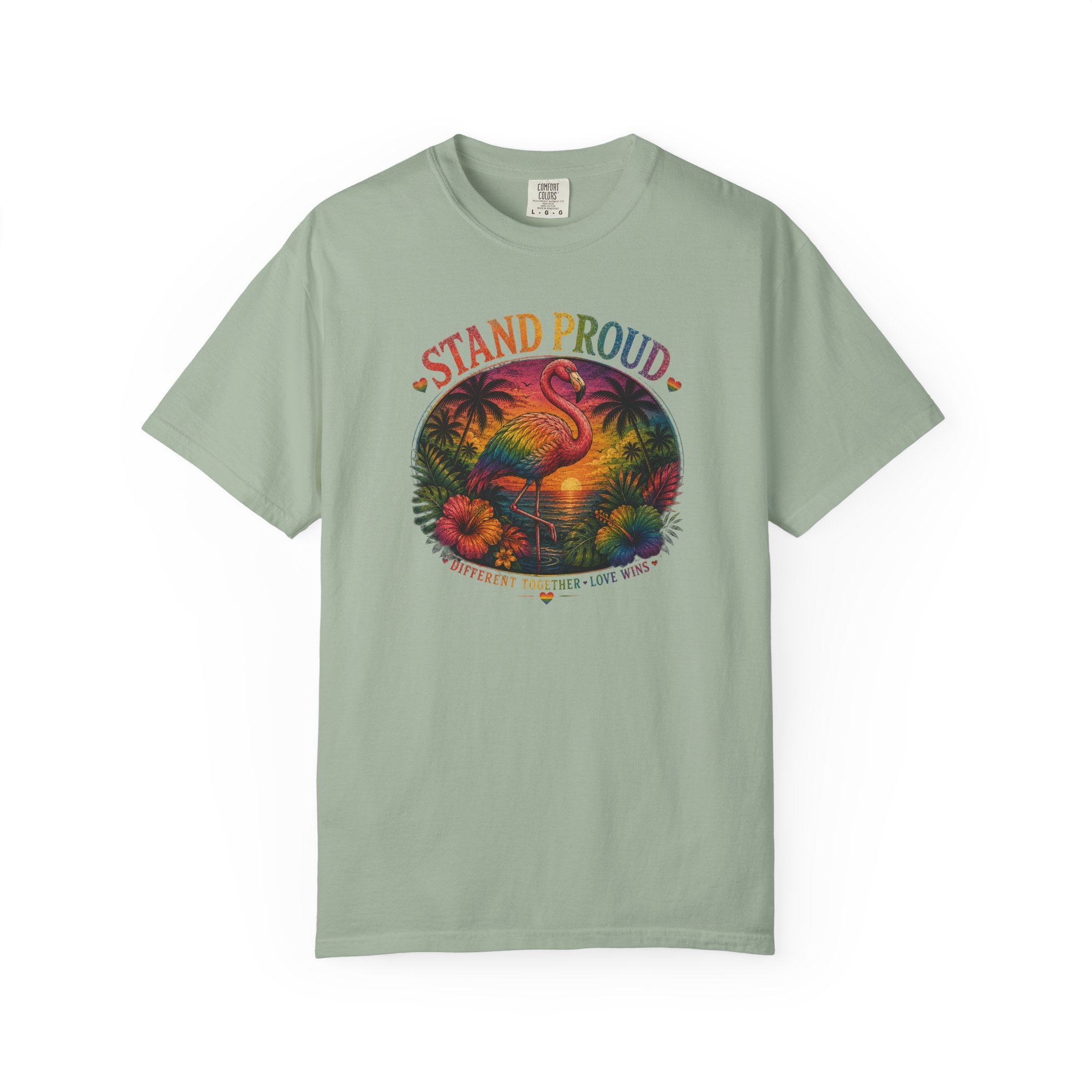 Stand Proud Flamingo T-Shirt — Tropical Pride Graphic Tee