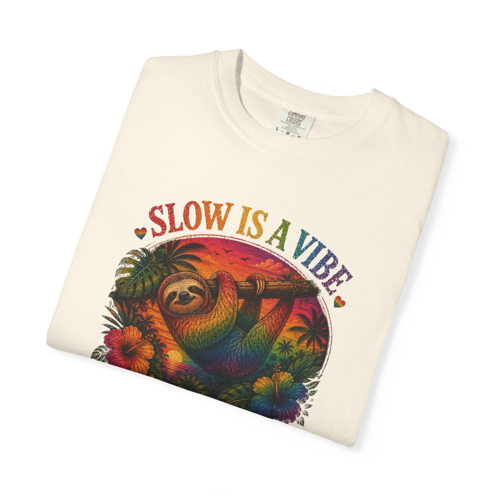 Slow Is A Vibe T-Shirt — Retro Sloth Graphic Tee