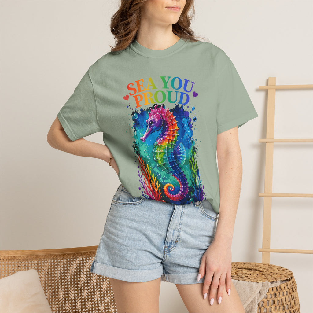 Sea You Proud T-Shirt — Rainbow Seahorse Pride Tee (Love • Diversity • Freedom)